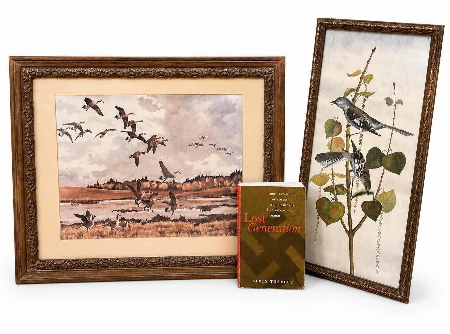 Photo 1 of TWO FRAMED ARTWORK PIECES ON CANVAS SIGNED BY ARTISTS DON DANBY & HUGH CECIL CHARLES MONOHAN (1914–1970) ALONG WITH THE BOOK “LOST GENERATION” BY JOHN R DONOVAN,