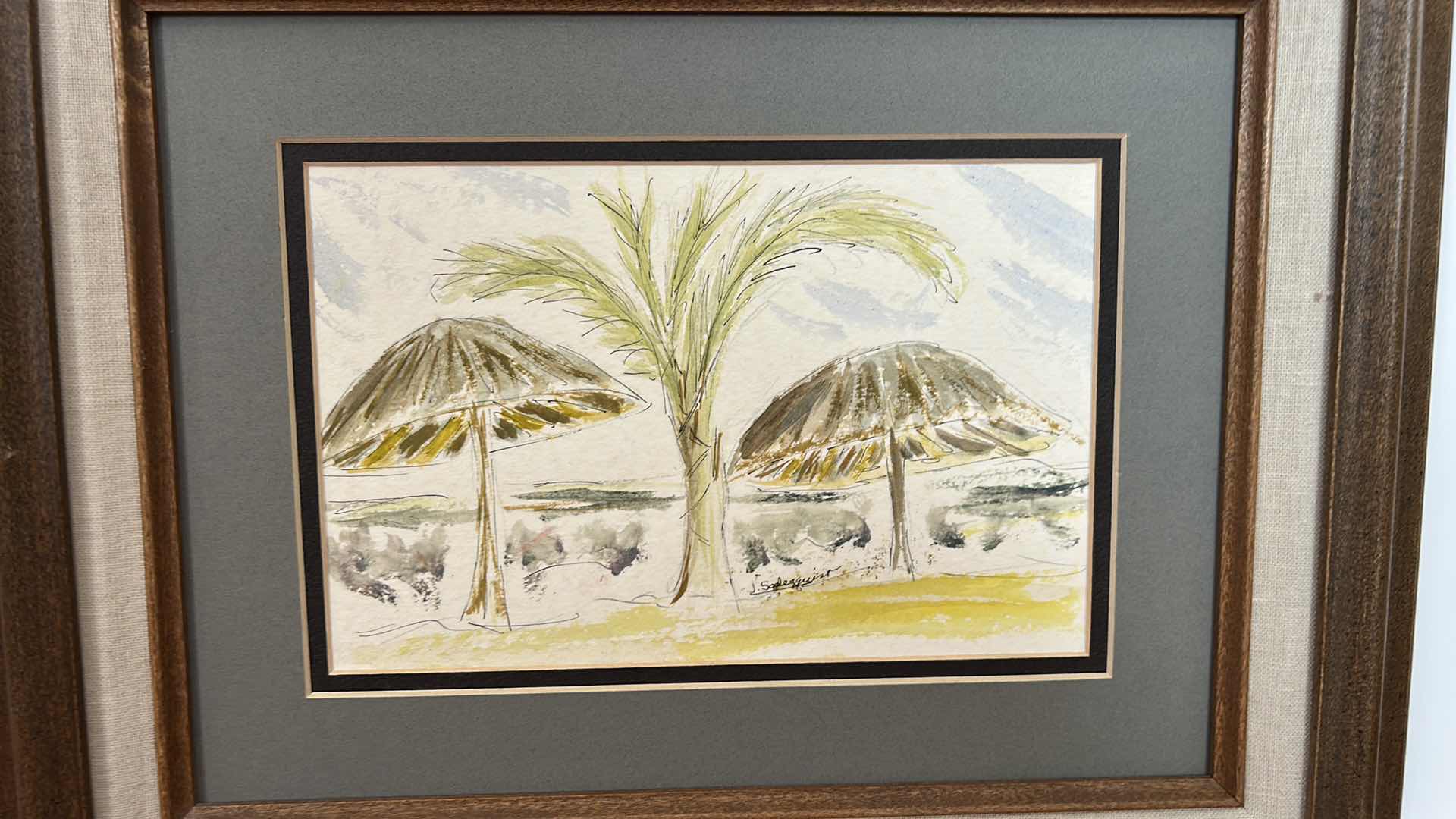 Photo 1 of FRAMED AND SIGNED WATERCOLOR, PAINTING, ARTWORK FEATURING A BEACH, LANDSCAPE, 16 1/2” x H14”