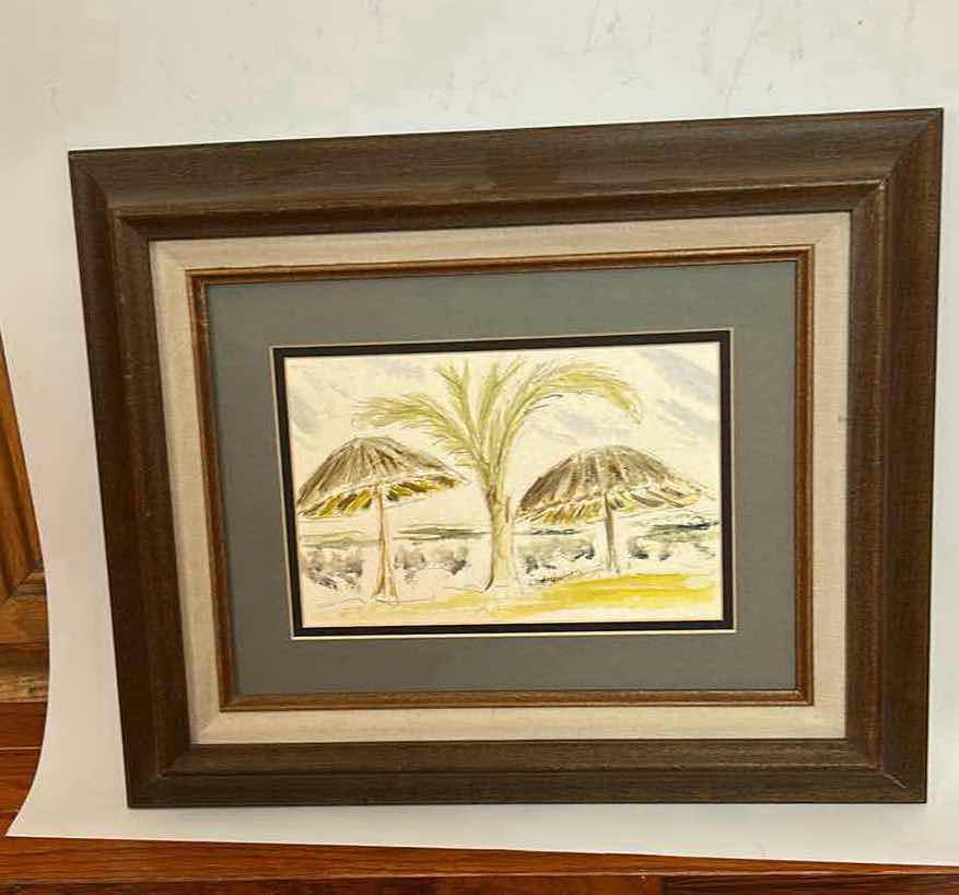 Photo 1 of FRAMED AND SIGNED WATERCOLOR, PAINTING, ARTWORK FEATURING A BEACH, LANDSCAPE, 16 1/2” x H14”