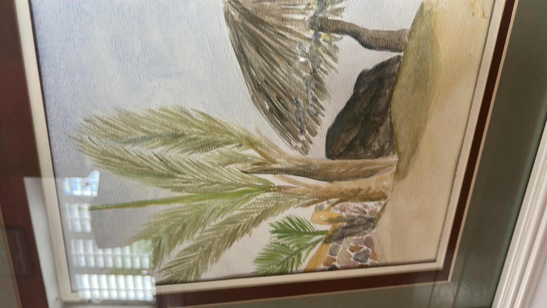 Photo 1 of FRAMED WATERCOLOR PAINTING, ARTWORK FEATURING A TROPICAL SCENE. 16“ x H20 1/2