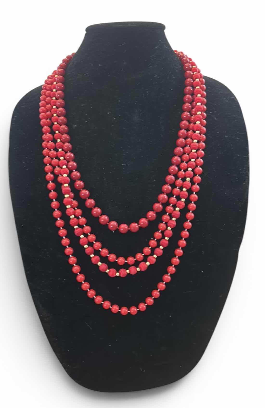 Photo 1 of THREE VINTAGE RED BEADED NECKLACES
