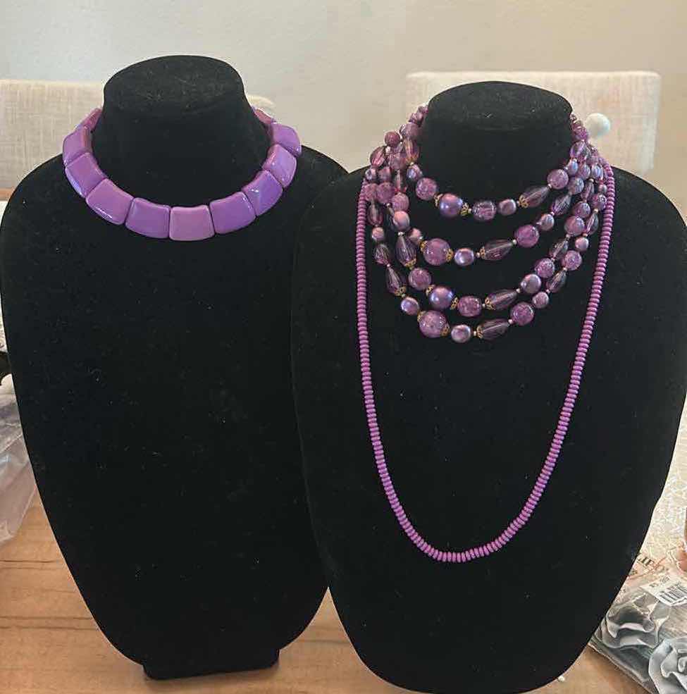 Photo 1 of THREE VINTAGE PURPLE NECKLACES
