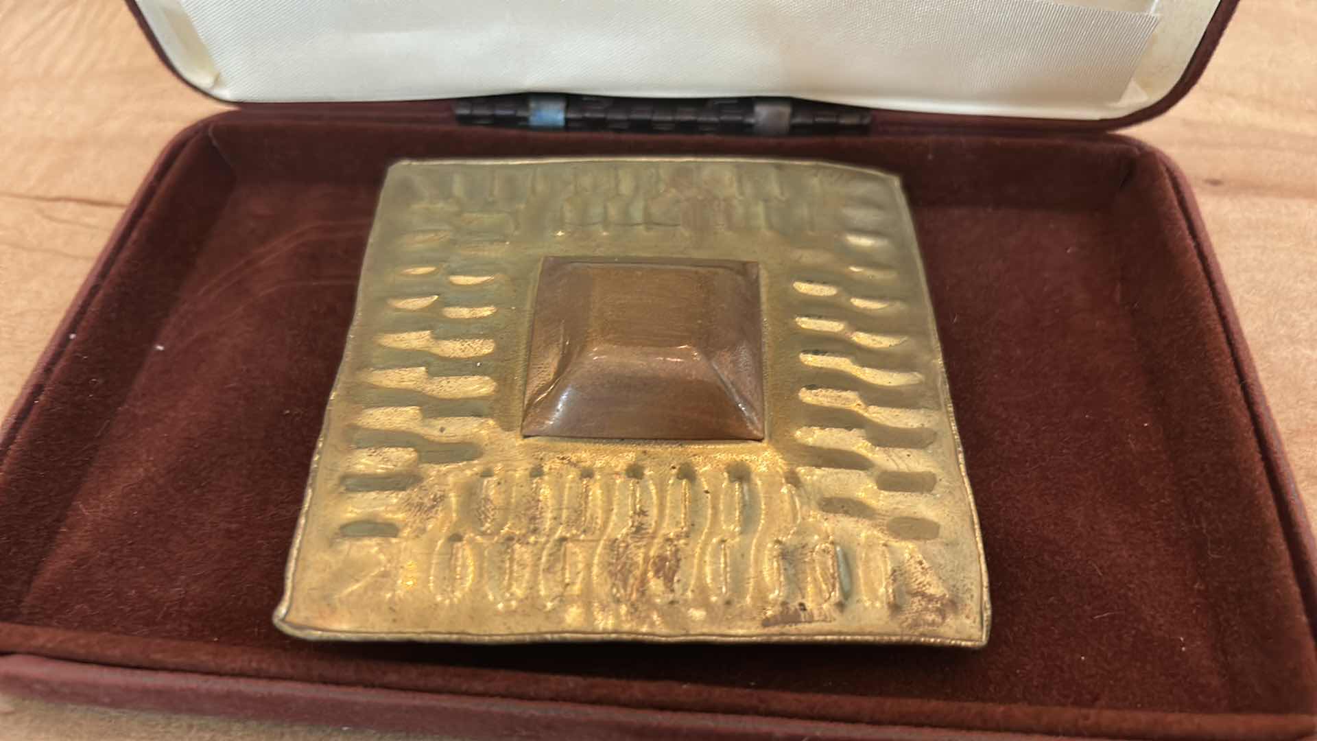 Photo 1 of LARGE BRASS AND COPPER PIN / BELT BUCKLE, 3.5”