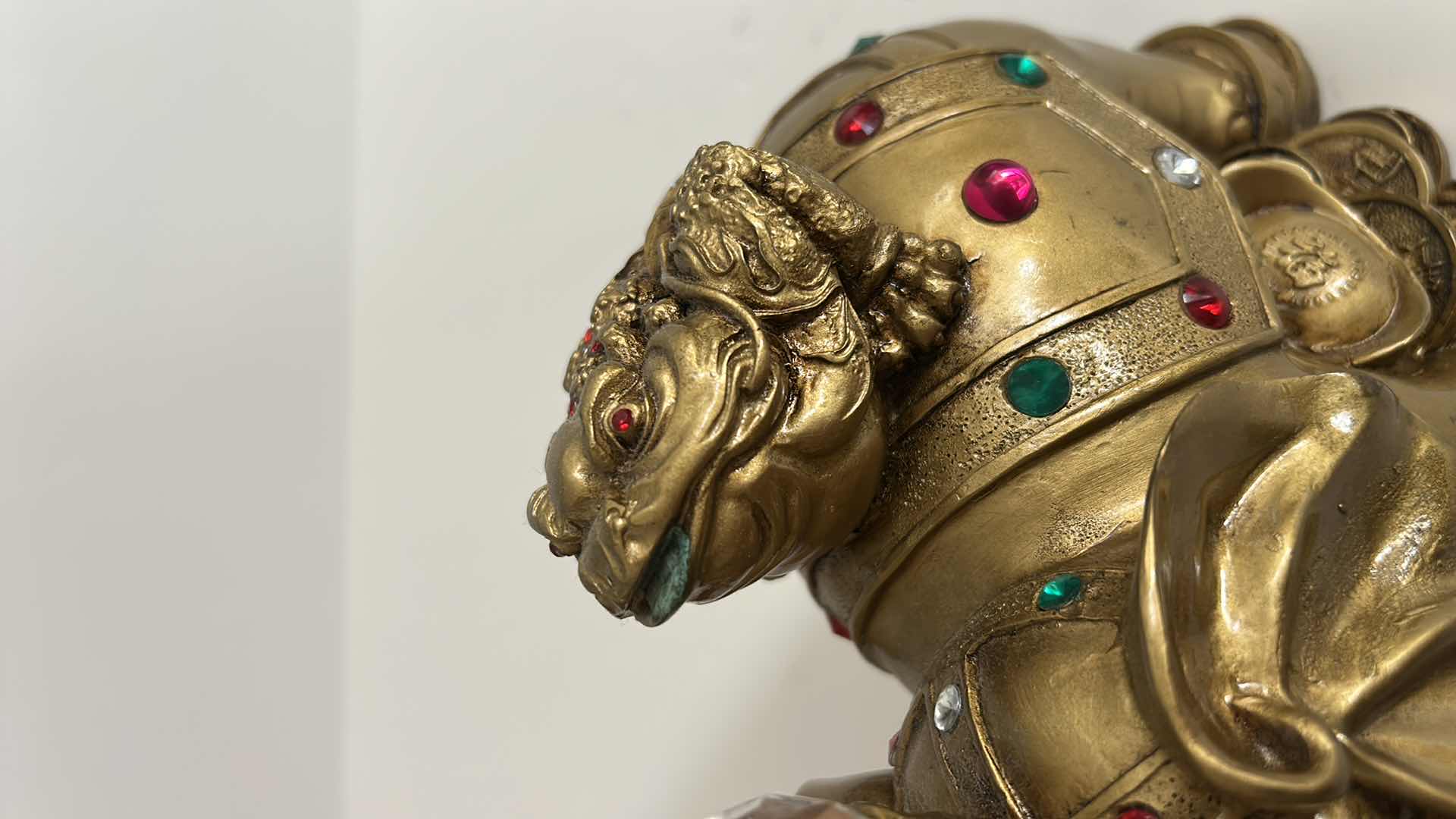 View 3 of FENG SHUI ORNAMENT – GOLDEN ELEPHANT, SUPPORTING A THREE LEGGED MONEY TOAD AND HOLDING A CRYSTAL BALL FIGURINE H7 1/2”