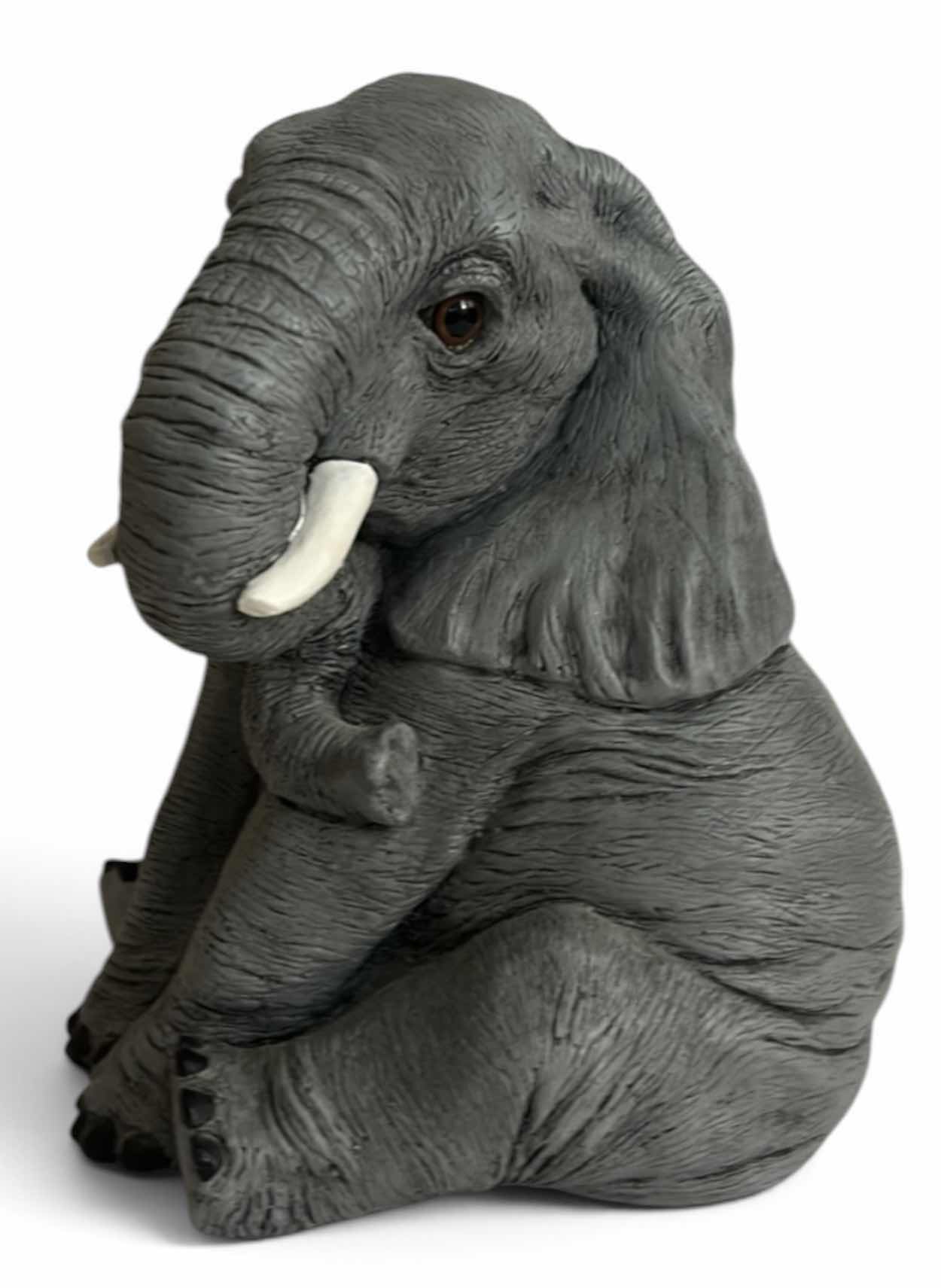 Photo 1 of GRAY SITTING BABY ELEPHANT STATUE H10”