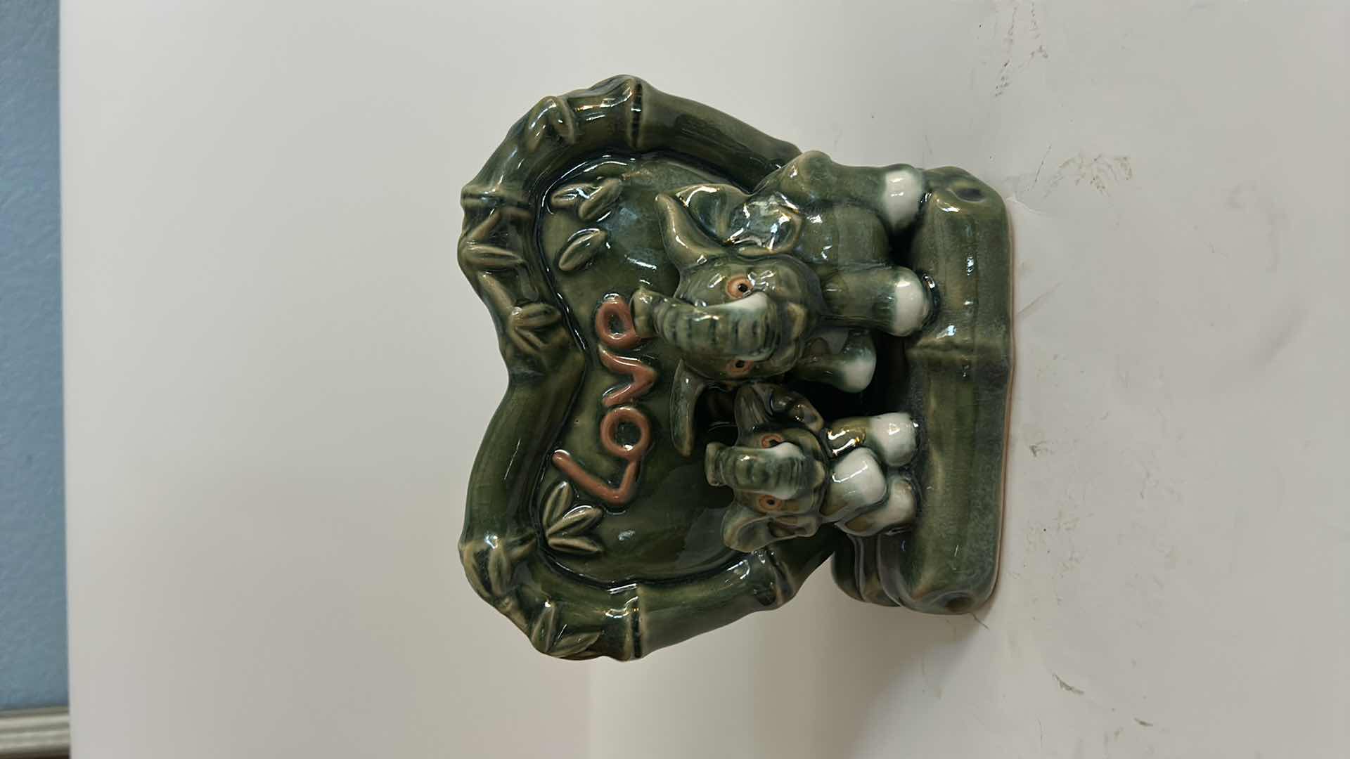 Photo 1 of VINTAGE GREEN CERAMIC ELEPHANT PLANTER H5”
