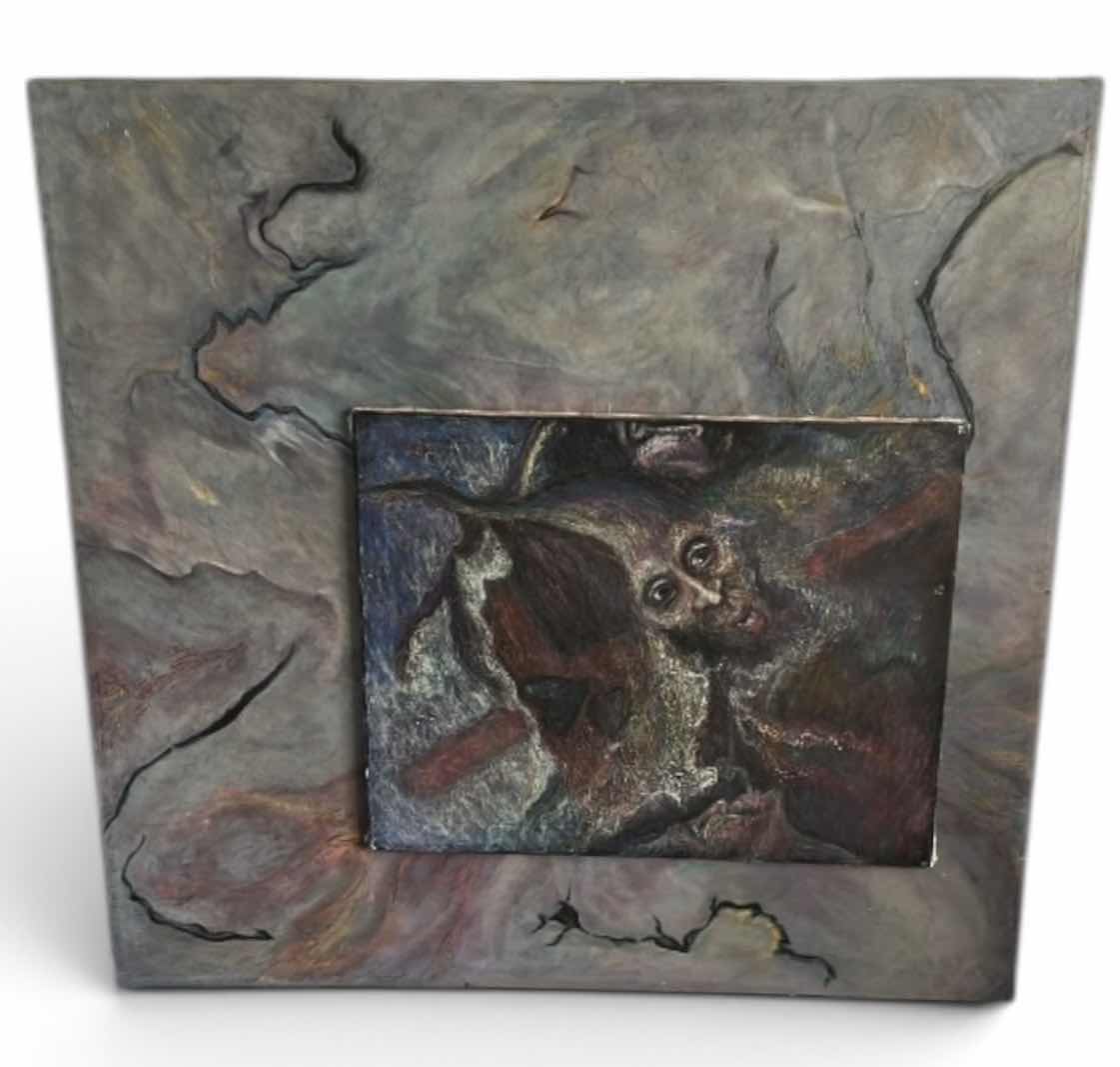 Photo 1 of STRETCHED, OIL ON CANVAS, ABSTRACT PAINTING WITH SURREAL FIGURES “ ETHEREAL DRAGON” ARTWORK . 50” x 4’