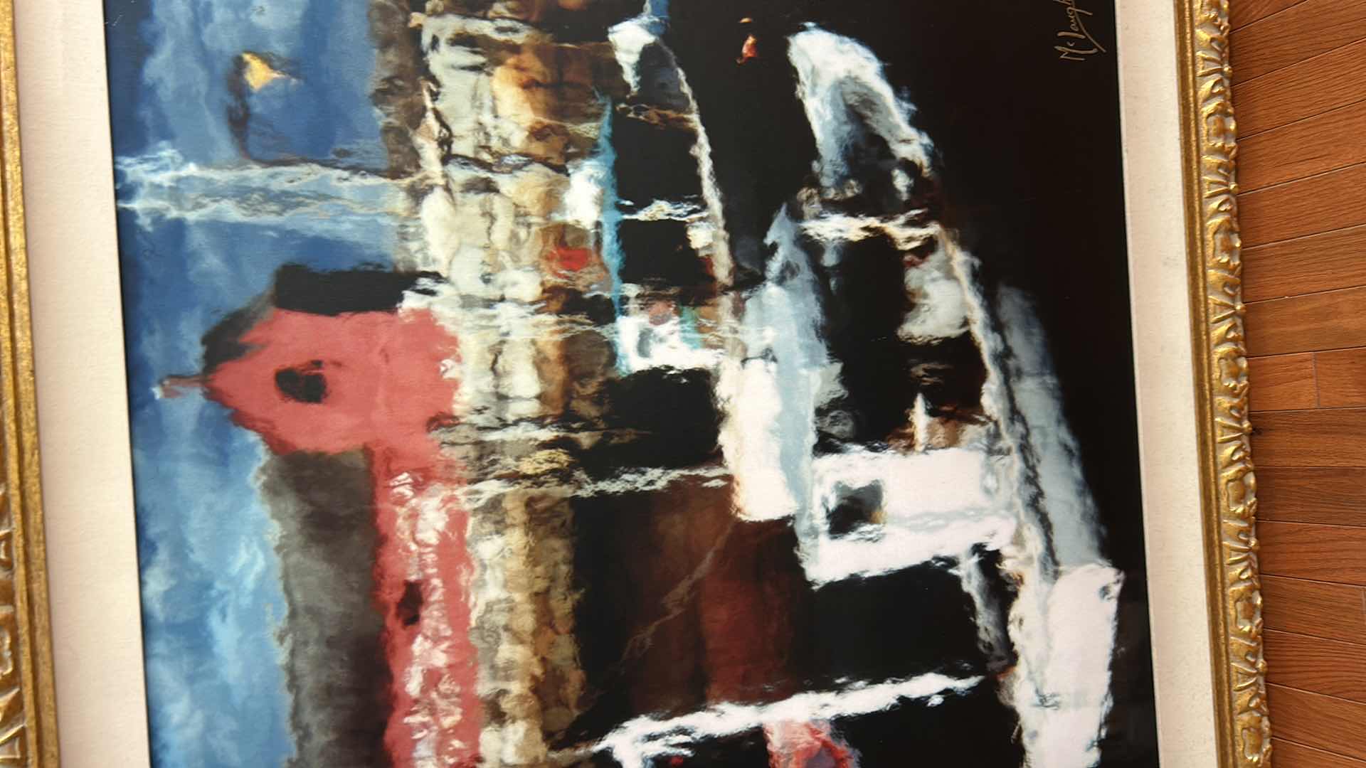 Photo 1 of FRAMED EXPRESSIONIST OIL, PAINTING ON CANVAS HARBOR SCENE ARTWORK. SIGNED BY ARTIST MCLAUGHLIN 46 1/2” x H4’