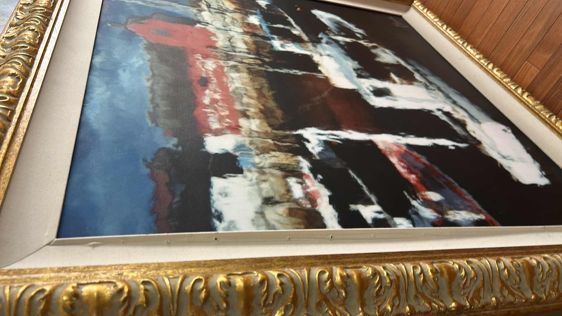 Photo 1 of FRAMED EXPRESSIONIST OIL, PAINTING ON CANVAS HARBOR SCENE ARTWORK. SIGNED BY ARTIST MCLAUGHLIN 46 1/2” x H4’