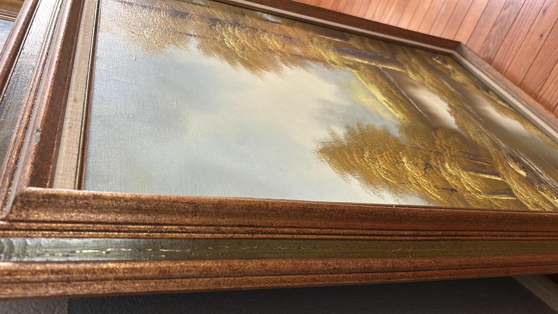 Photo 1 of FRAMED VINTAGE MID-CENTURY LANDSCAPE, OIL ON CANVAS, PAINTING ARTWORK, SIGNED BY ARTIST PHILLIP CANTRELL 31 1/2 x H44“ $150