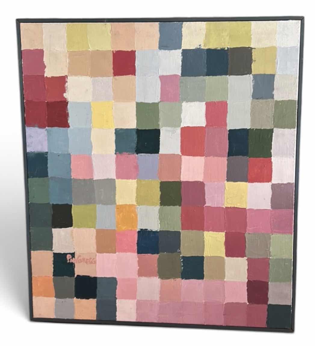 Photo 1 of FRAMED AND SIGNED PAINT ON CANVAS ABSTRACT ARTWORK 33“ x H36 3/4“