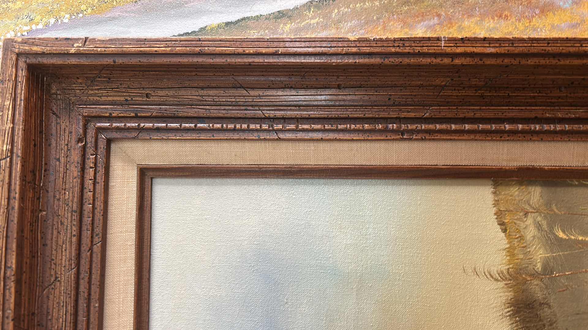Photo 1 of FRAMED VINTAGE OIL ON CANVAS, PAINTING, ARTWORK, SIGNED BY ARTIST, HOWARD GAILEY, FEATURING A COASTAL BEACH SCENE . 30“ x H26 1/2“ $200