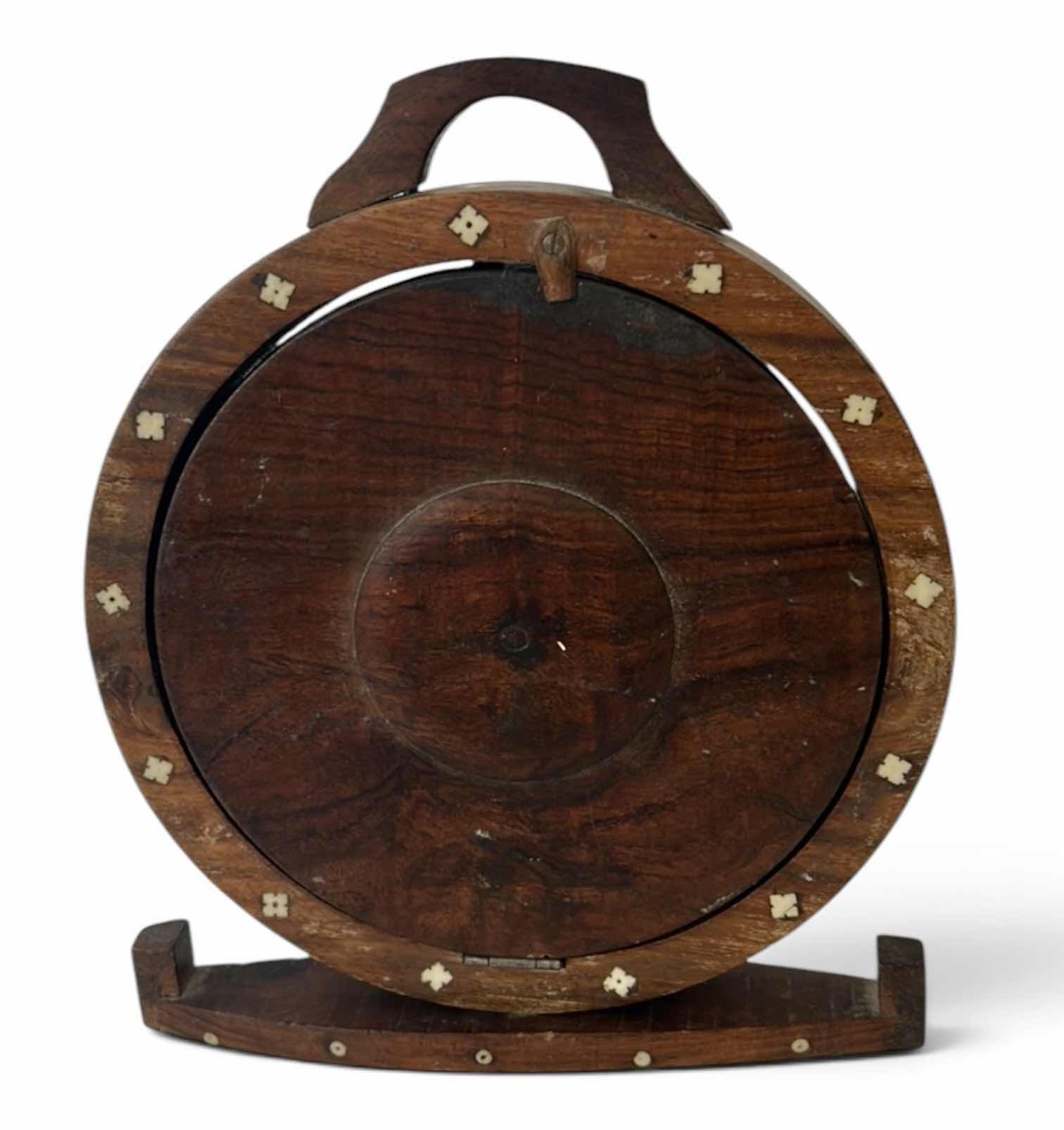 Photo 1 of VINTAGE INLAID WOOD FOLDING SERVING TRAY/CENTERPIECE, H11”
