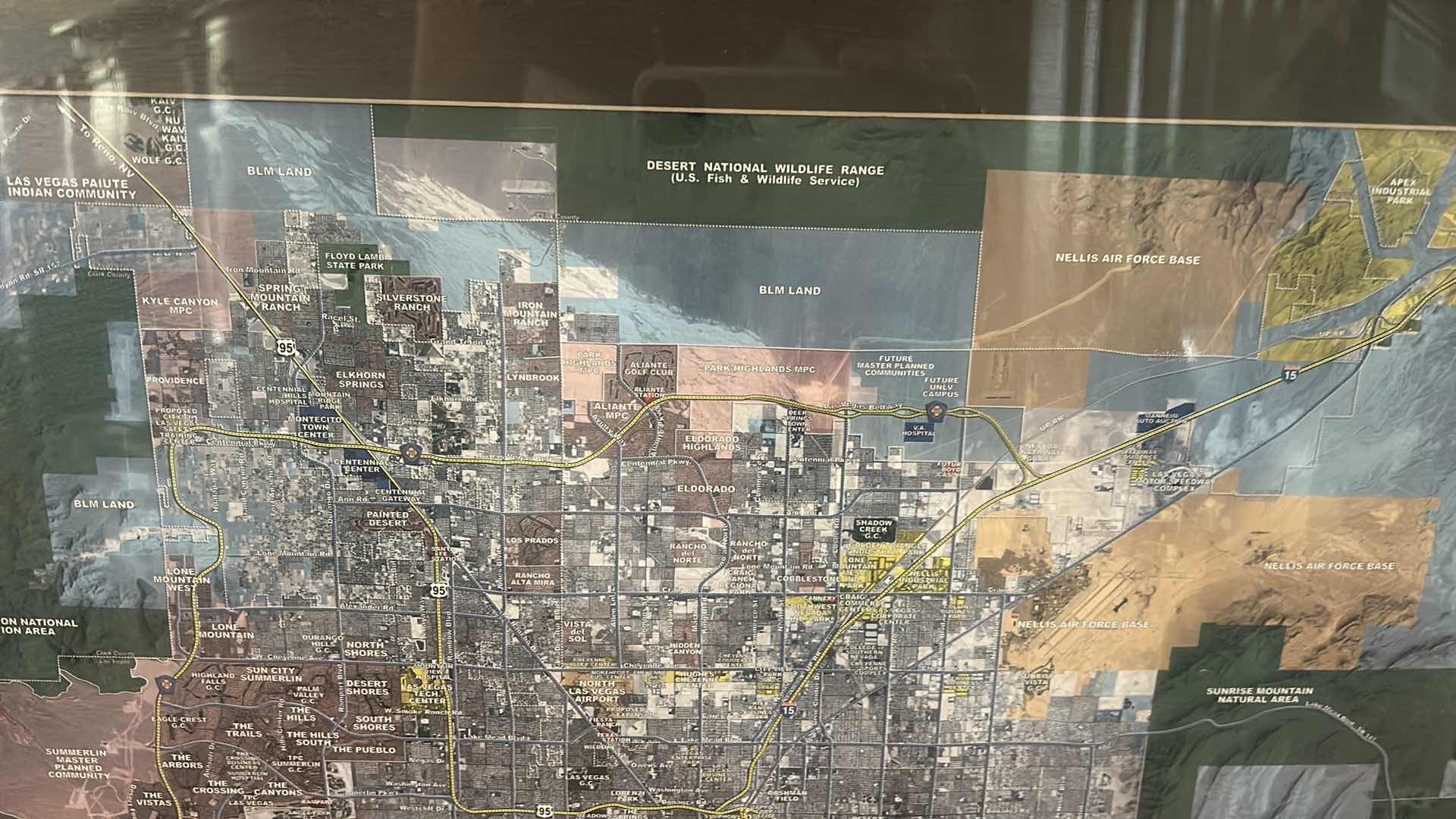 Photo 1 of FRAMED PROFESSIONAL REAL ESTATE DEVELOPMENT AND ZONING MAP OF THE LAS VEGAS METROPOLITAN AREA, 32 1/2” x 26”