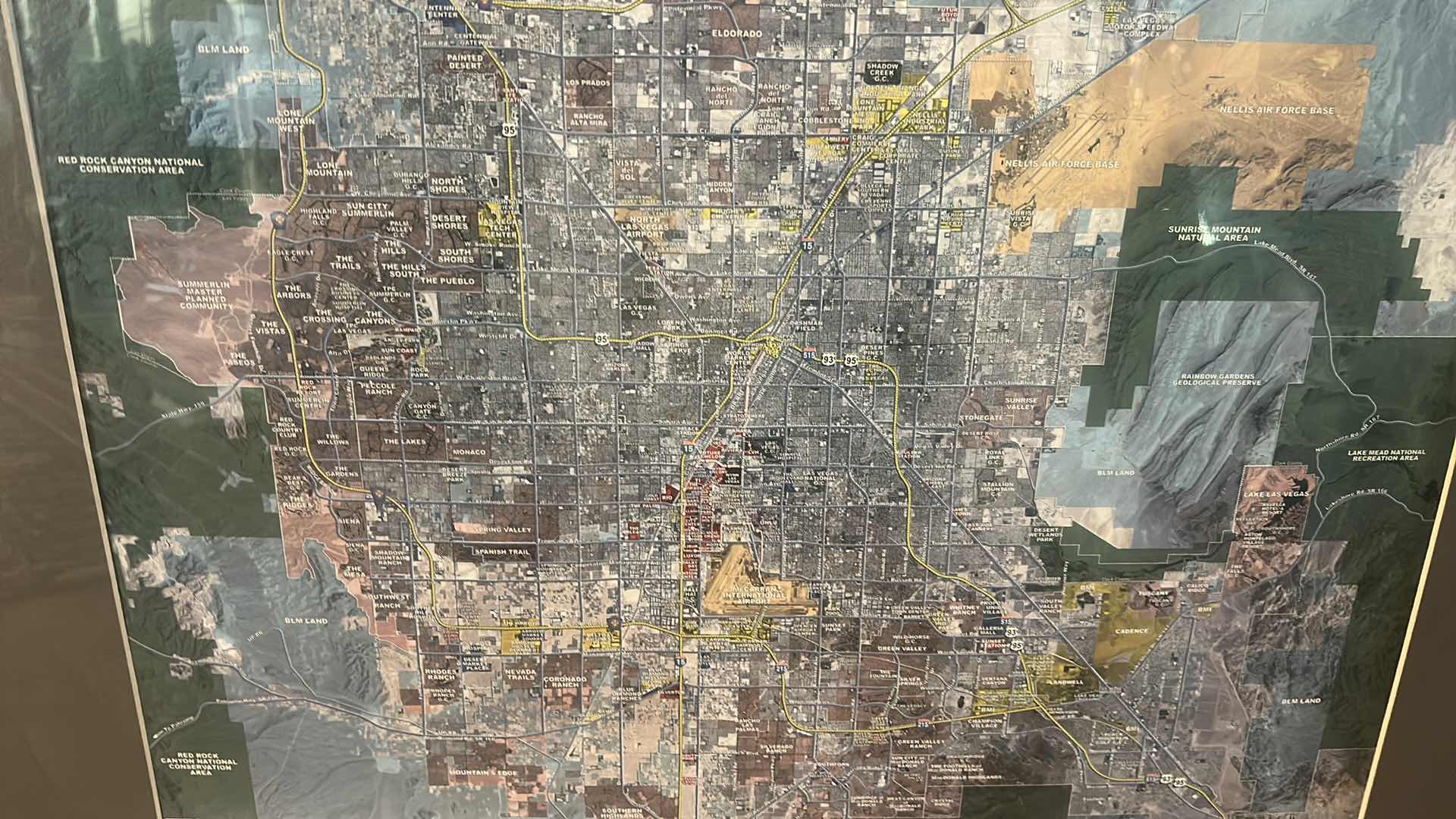 Photo 1 of FRAMED PROFESSIONAL REAL ESTATE DEVELOPMENT AND ZONING MAP OF THE LAS VEGAS METROPOLITAN AREA, 32 1/2” x 26”