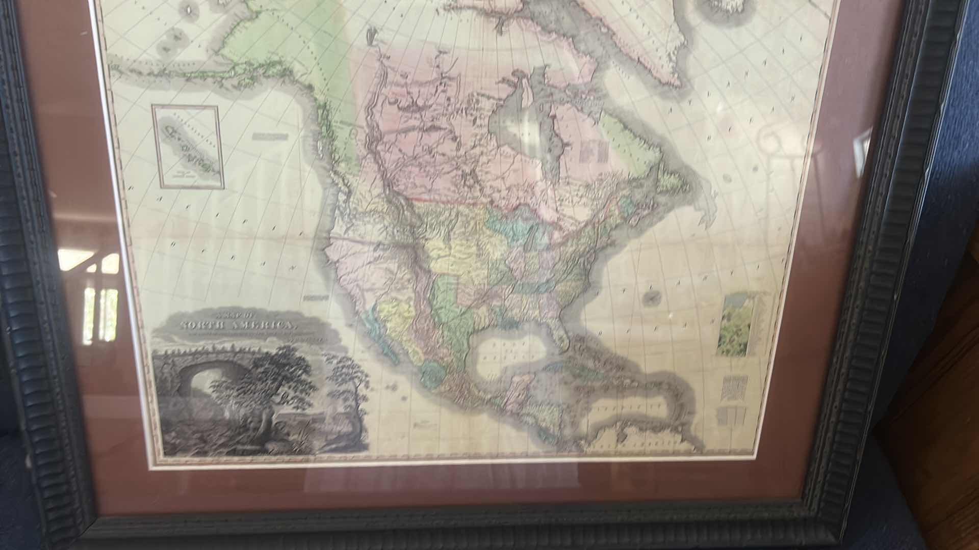 Photo 1 of DECORATIVE FRAMED MAP OF A HISTORICAL MAP, TITLED MAP OF NORTH AMERICA
