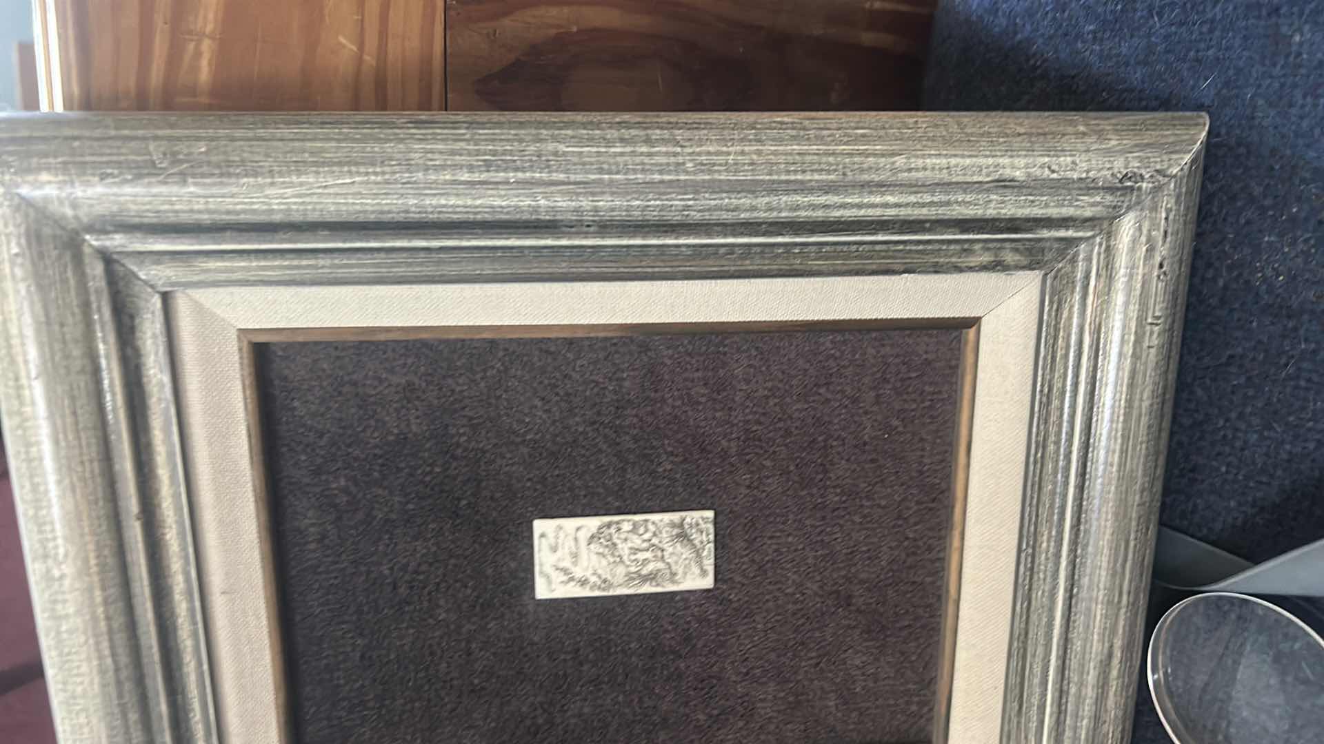 Photo 1 of FRAMED FINE ORIGINAL MINIATURE SCRIMSHAW ETCHING BY ELLEN VAN GUNST, DATED 1989. 9 1/2” x H10 1/2”$250