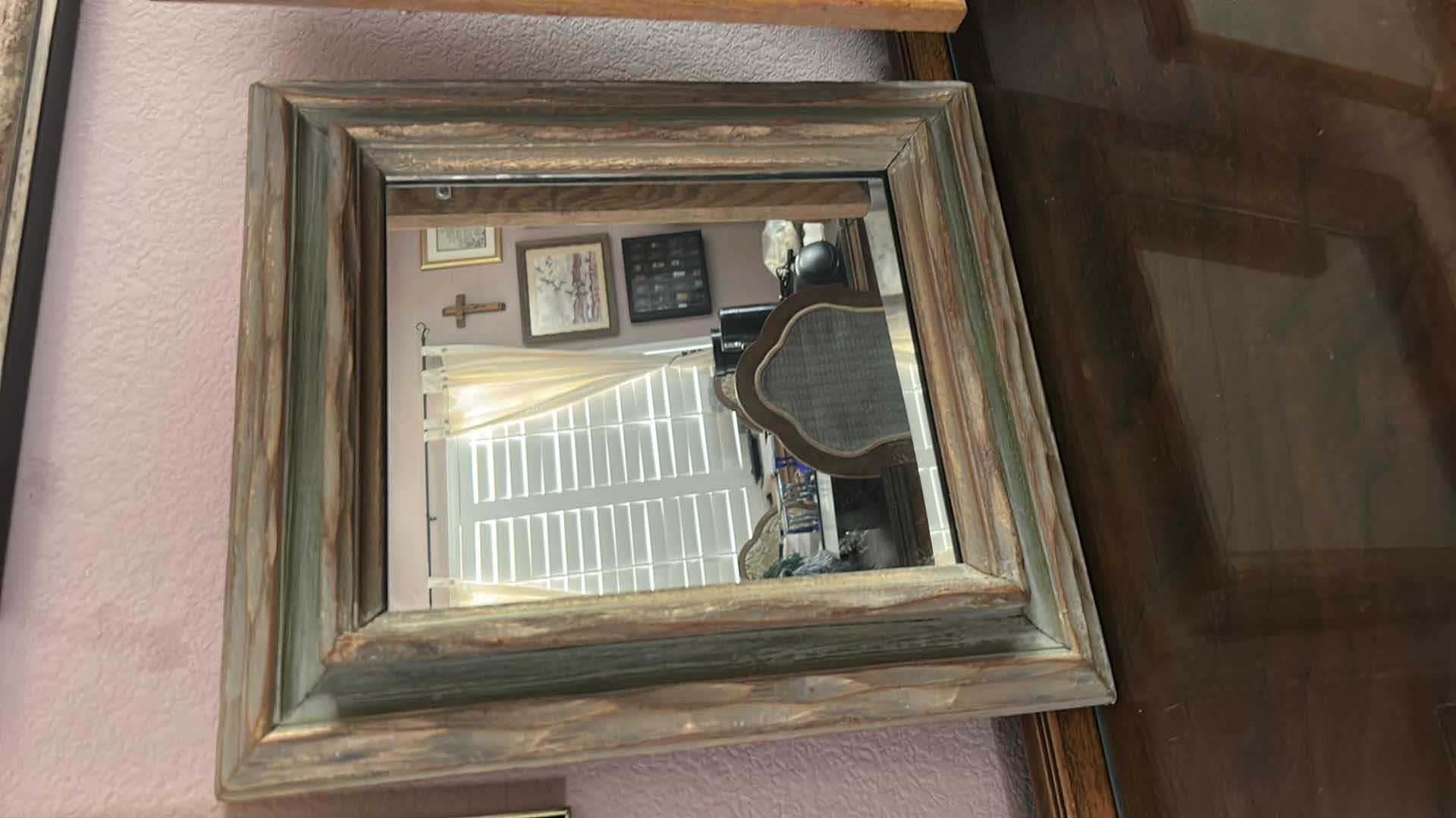 Photo 1 of THREE FRAMED WALL MIRRORS. (TALLEST H19”)