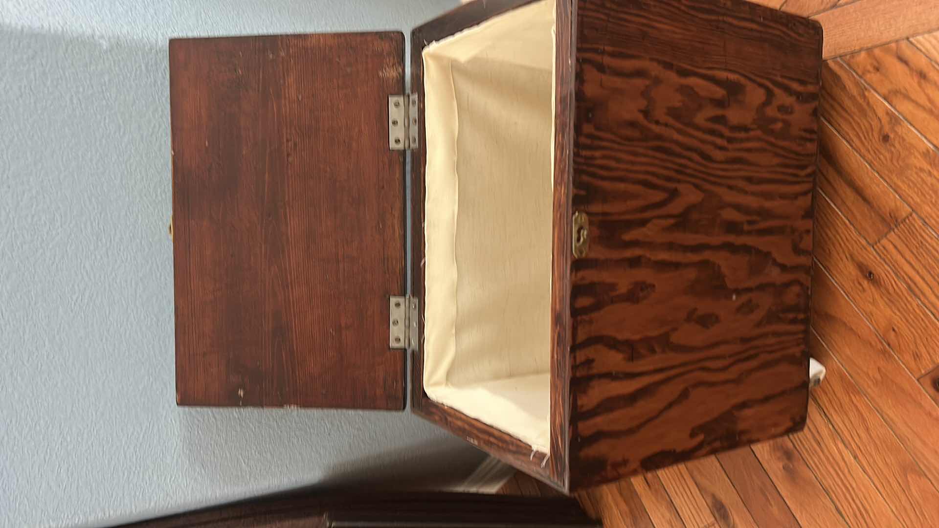 Photo 1 of VINTAGE WOODEN CHEST/STORAGE BOX WITH WHEELS AND A METAL LATCH. 18“ x 11 1/2“ x H17”