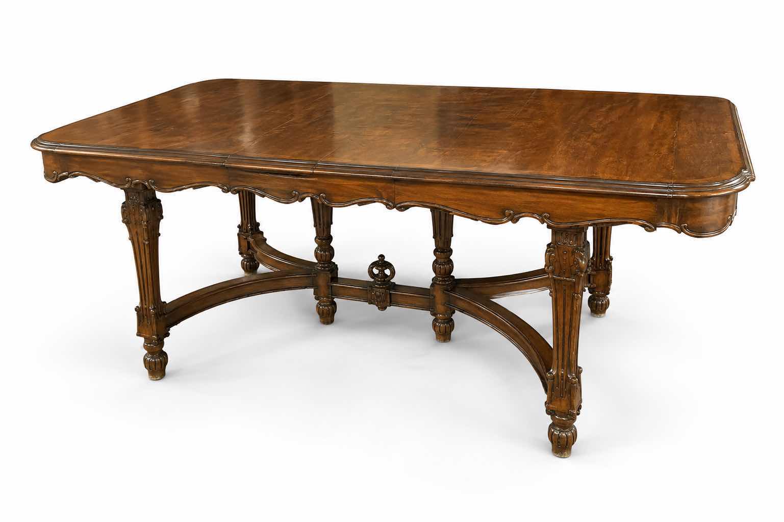 Photo 1 of ANTIQUE ROCKFORD FURNITURE INDUSTRY, WALNUT DINING TABLE FROM THE EARLY 1900S. 87 1/2“ x 46“ x H 30 1/2“ PLUS 18”LEAF $2400