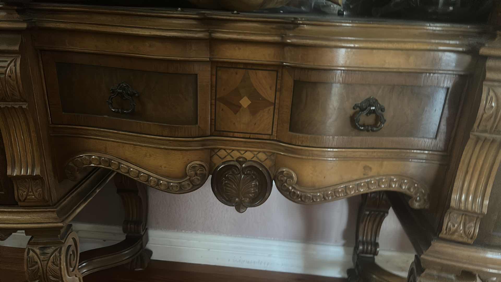 Photo 1 of FINE ANTIQUE ENGLISH CHIPPENDALE STYLE WALNUT BURL HUTCH CHINA CABINET APPRAISED $3500 TO $5500 49“ X 16“ X H71“