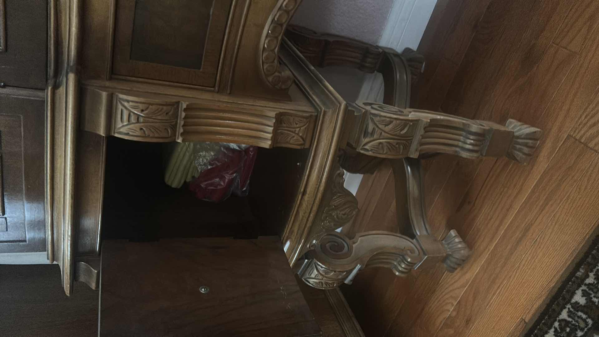 Photo 1 of FINE ANTIQUE ENGLISH CHIPPENDALE STYLE WALNUT BURL HUTCH CHINA CABINET APPRAISED $3500 TO $5500 49“ X 16“ X H71“