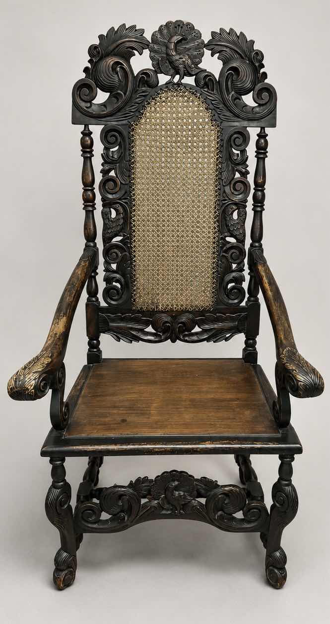 Photo 1 of ANTIQUE VICTORIAN QUALITY CARVED OAK THRONE CHAIR. 29“ x 27“ x 56“ $2000