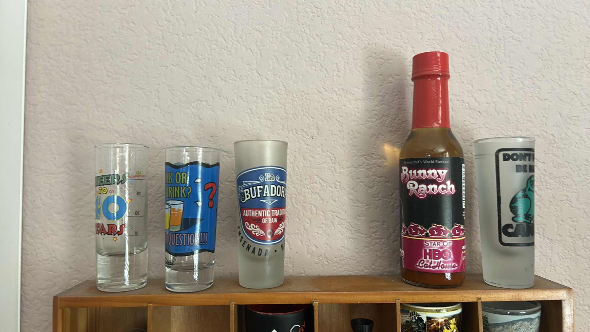 Photo 1 of SHOT GLASSES AND WALL SHELF 14“ X 16 1/2“