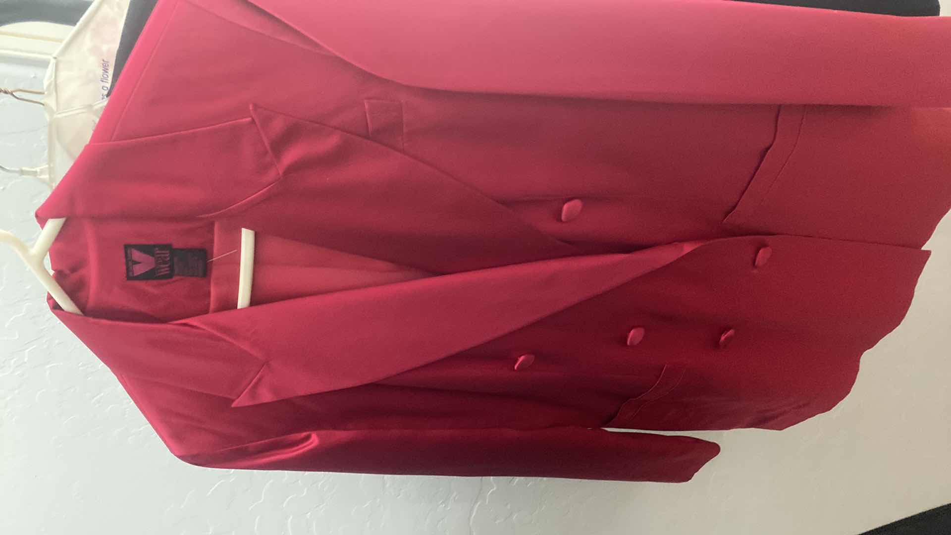 Photo 1 of 6-WOMEN’S CLOTHING GREEN VELVET SUIT, 3 JACKETS & SKIRT ESTIMATED SIZE 6 AND EIGHT