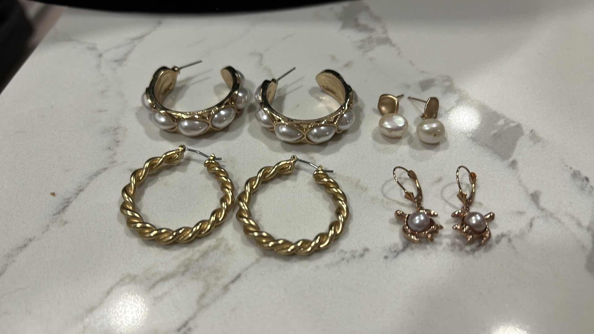 Photo 1 of JEWELRY -FOUR PAIRS OF PIERCED EARRINGS