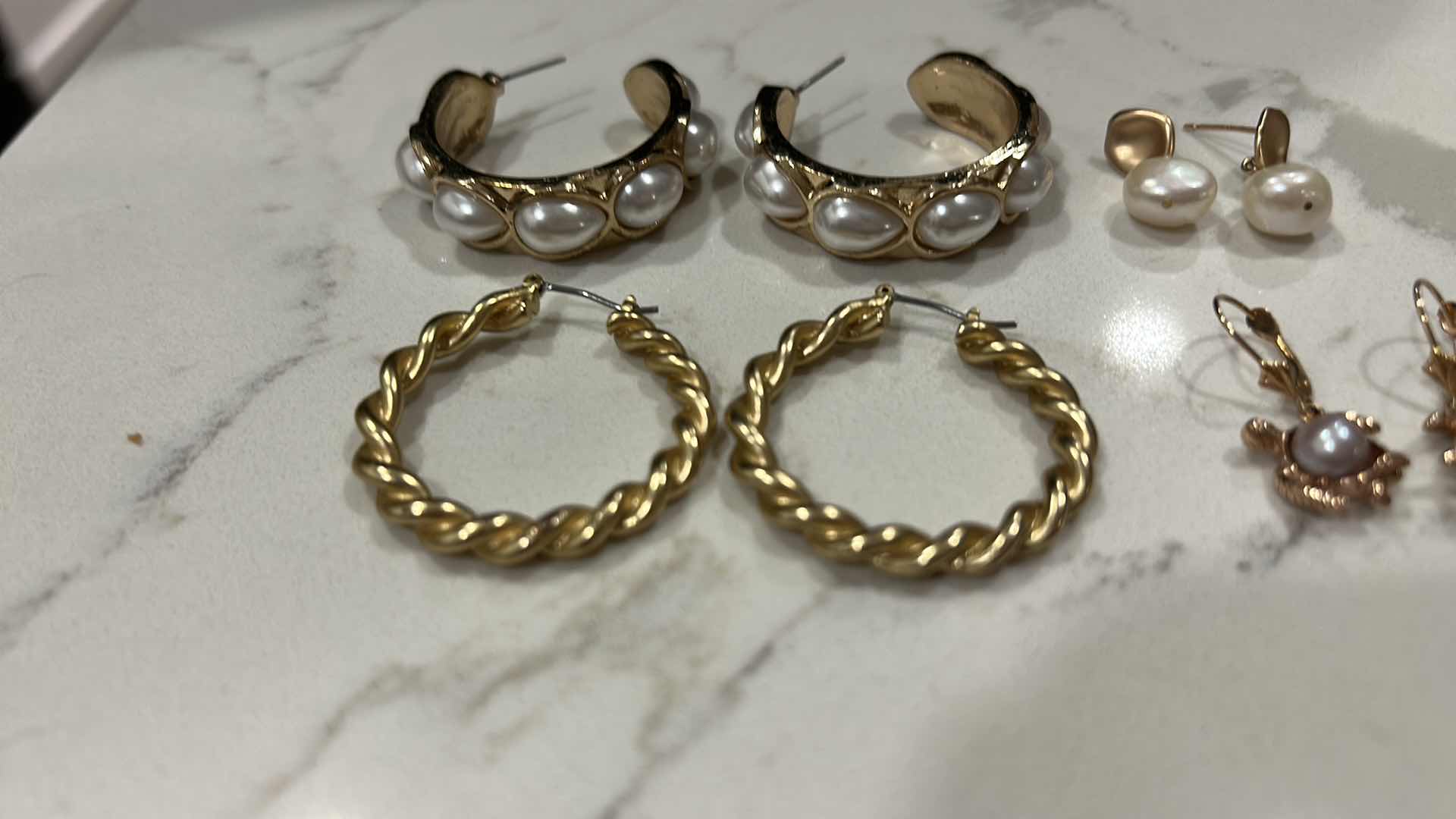Photo 1 of JEWELRY -FOUR PAIRS OF PIERCED EARRINGS