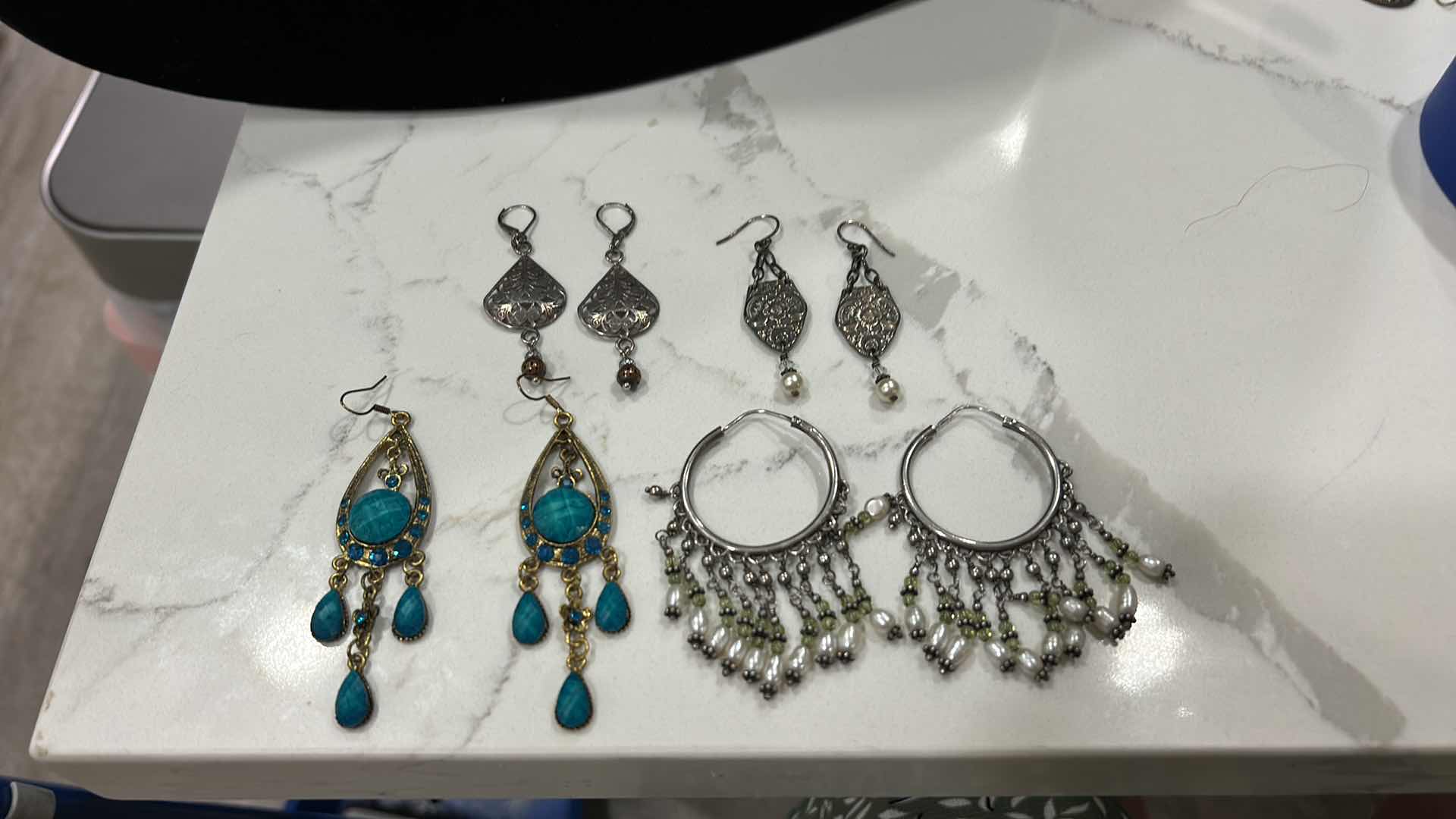 Photo 1 of JEWELRY - FOUR PAIRS OF EARRINGS