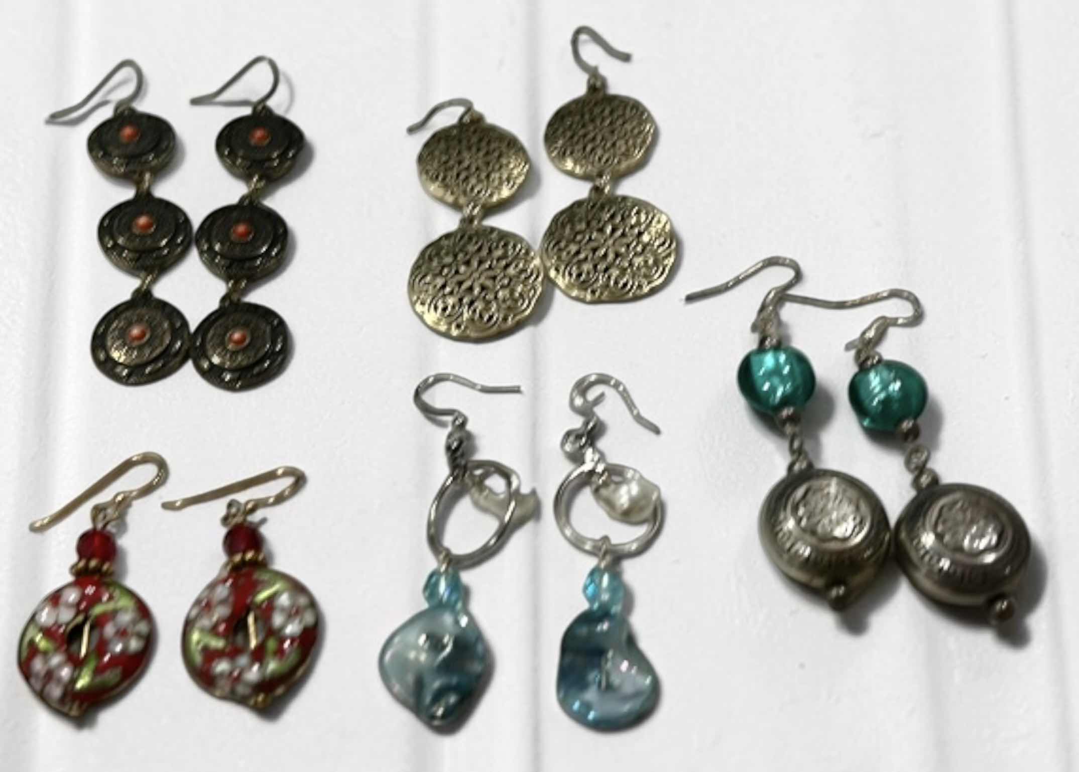 Photo 1 of JEWELRY- FIVE PAIRS OF EARRINGS