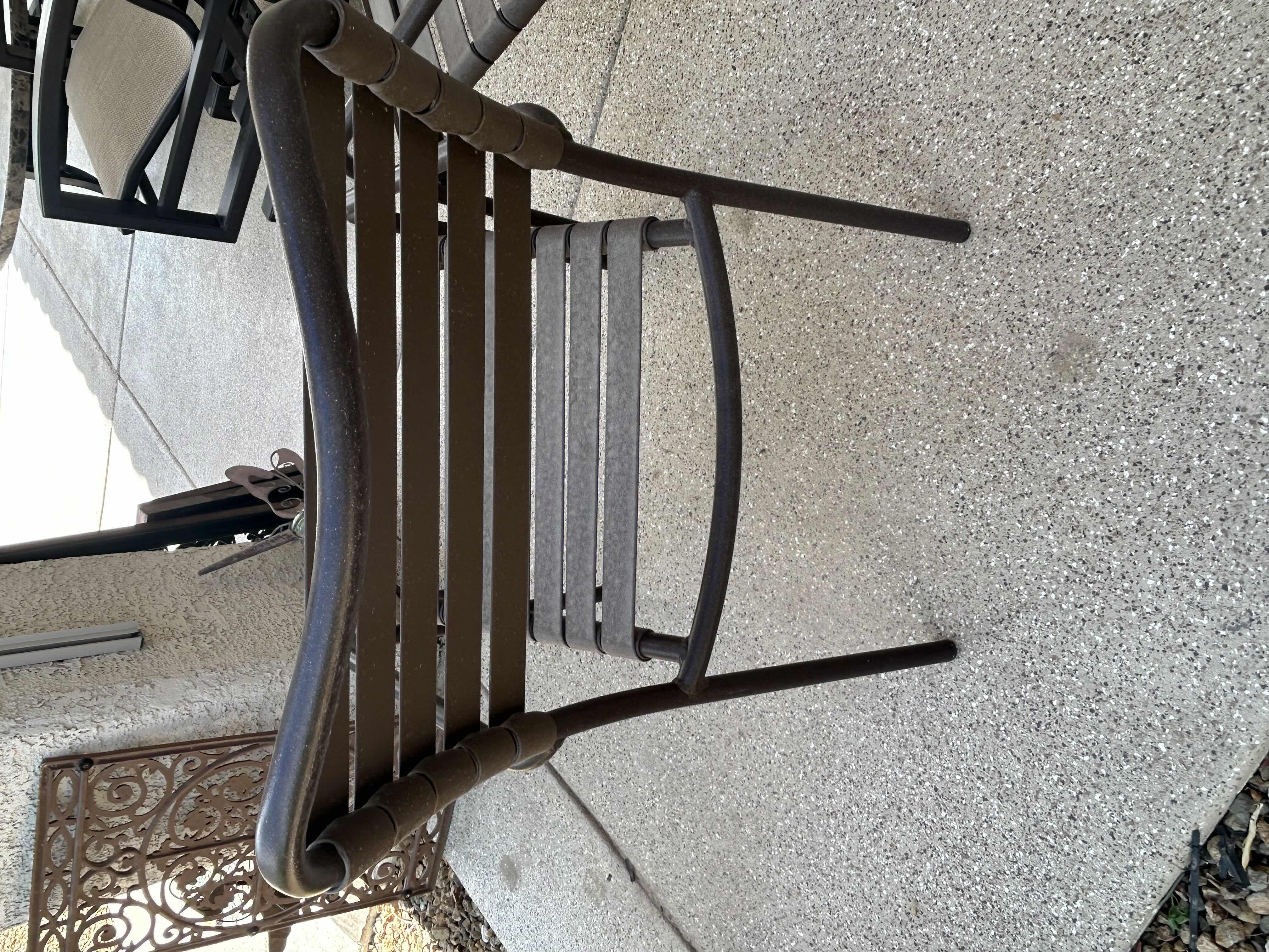 Photo 1 of 2 TROPITONE SLATTED STEEL DESIGN AND STACKABLE FRAME BROWN PATIO CHAIRS