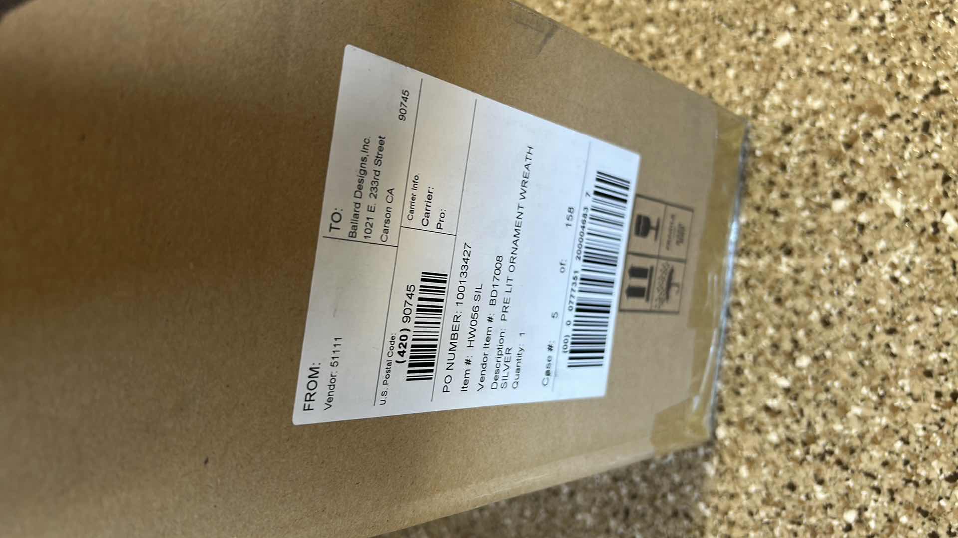 Photo 1 of 26" BALLARD DESIGN PRE LIT SILVER ORNAMENT WREATH