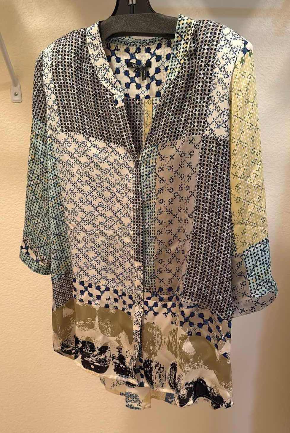 Photo 1 of NIC + ZOE SILK PATCHWORK PRINT BLOUSE (S)