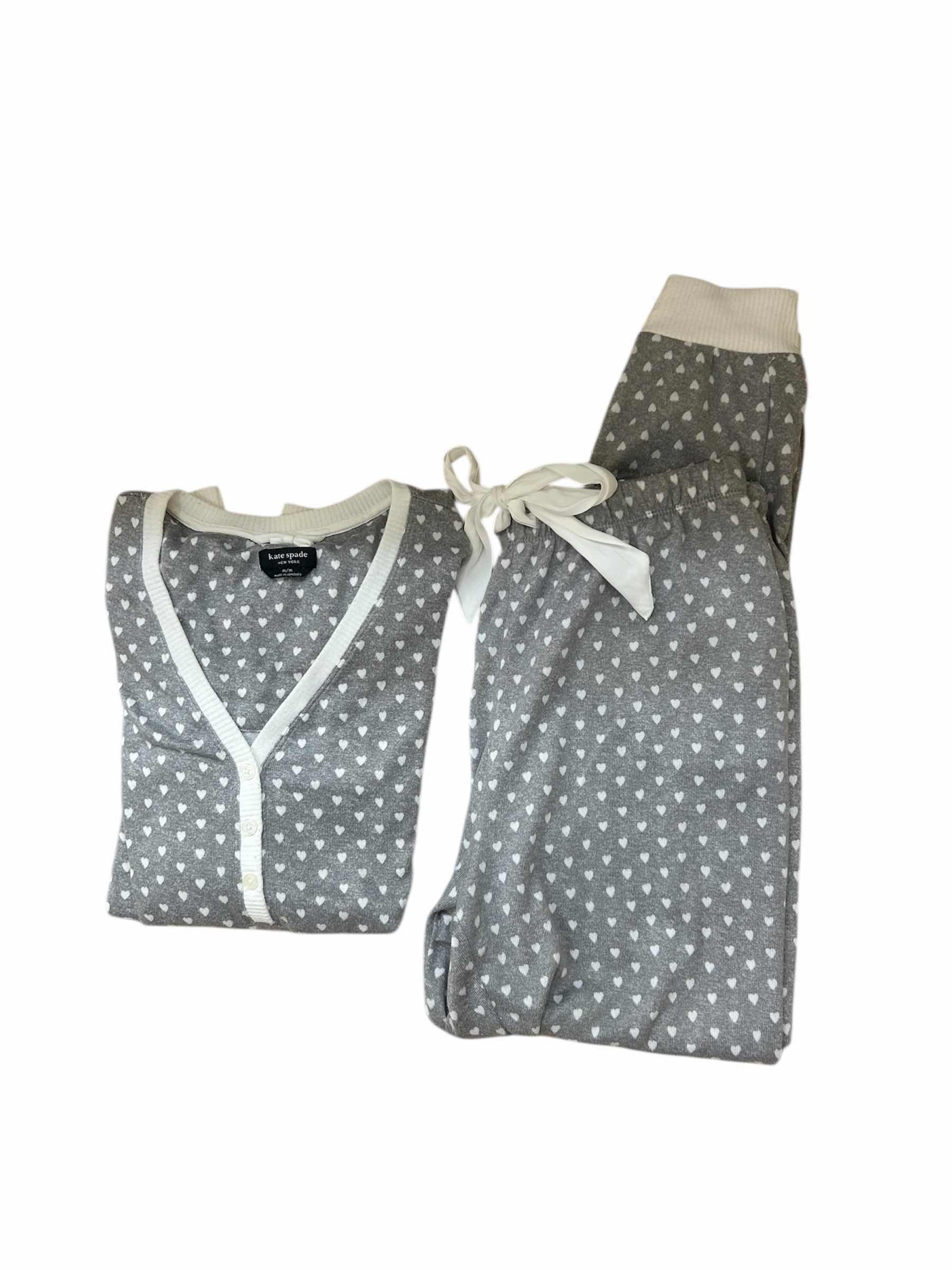 Photo 1 of KATE SPADE GRAY WHITE HEART PRINT LOUNGEWEAR SIZE M