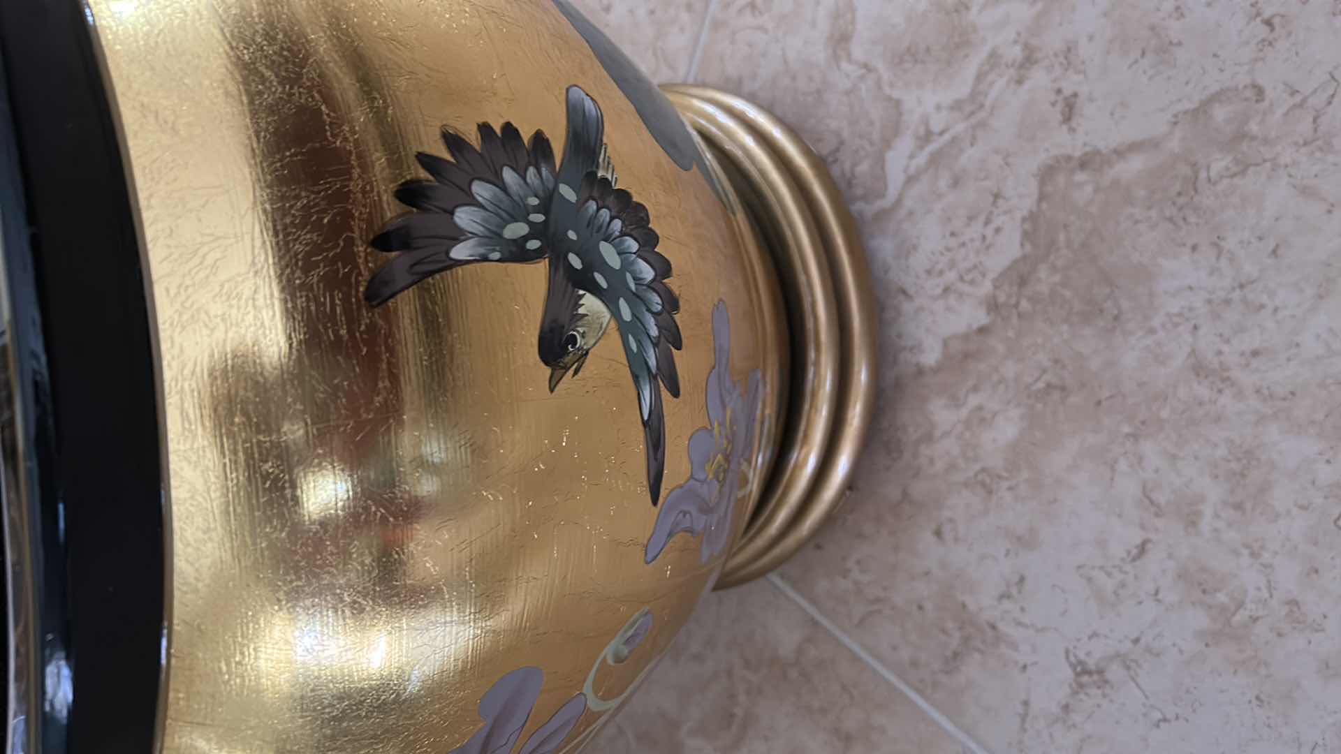 Photo 1 of DECORATIVE ASIAN STYLE PORCELAIN FISHBOWL PLANTER
W18" H 15"