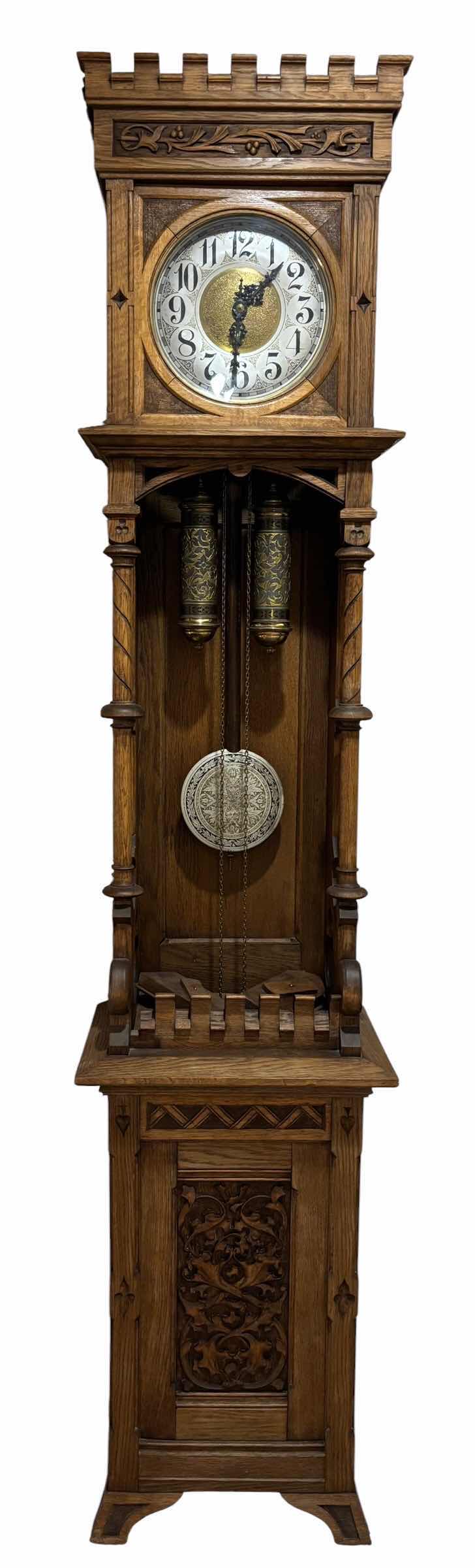 Photo 1 of GERMAN GRUNDERZEIT GRANDFATHER WELL CLOCK FROM THE LATE 19TH/EARLY 20TH CENTURY 18.5” X 13.5” X H86.5” $4500