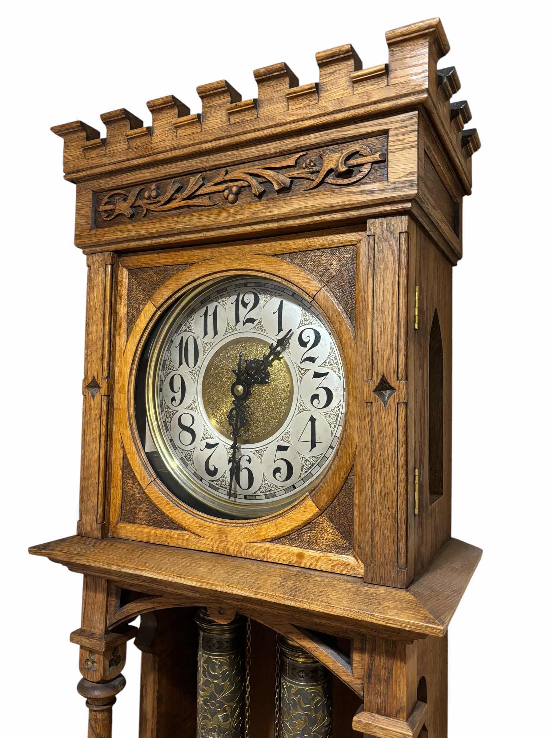 Photo 1 of GERMAN GRUNDERZEIT GRANDFATHER WELL CLOCK FROM THE LATE 19TH/EARLY 20TH CENTURY 18.5” X 13.5” X H86.5” $4500