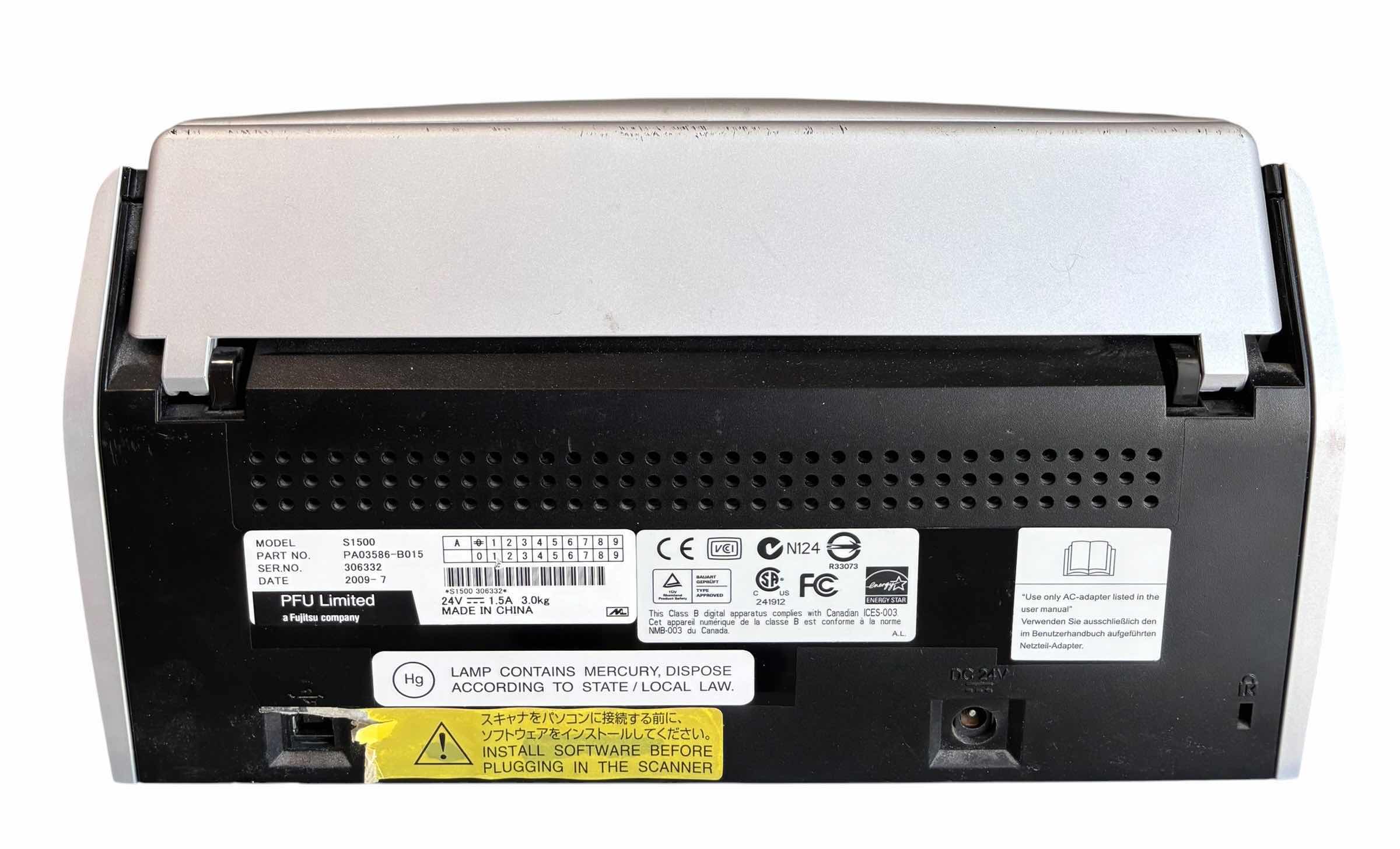 Photo 1 of FUJITSU SCANSNAP S1500 DOCUMENT SCANNER $75