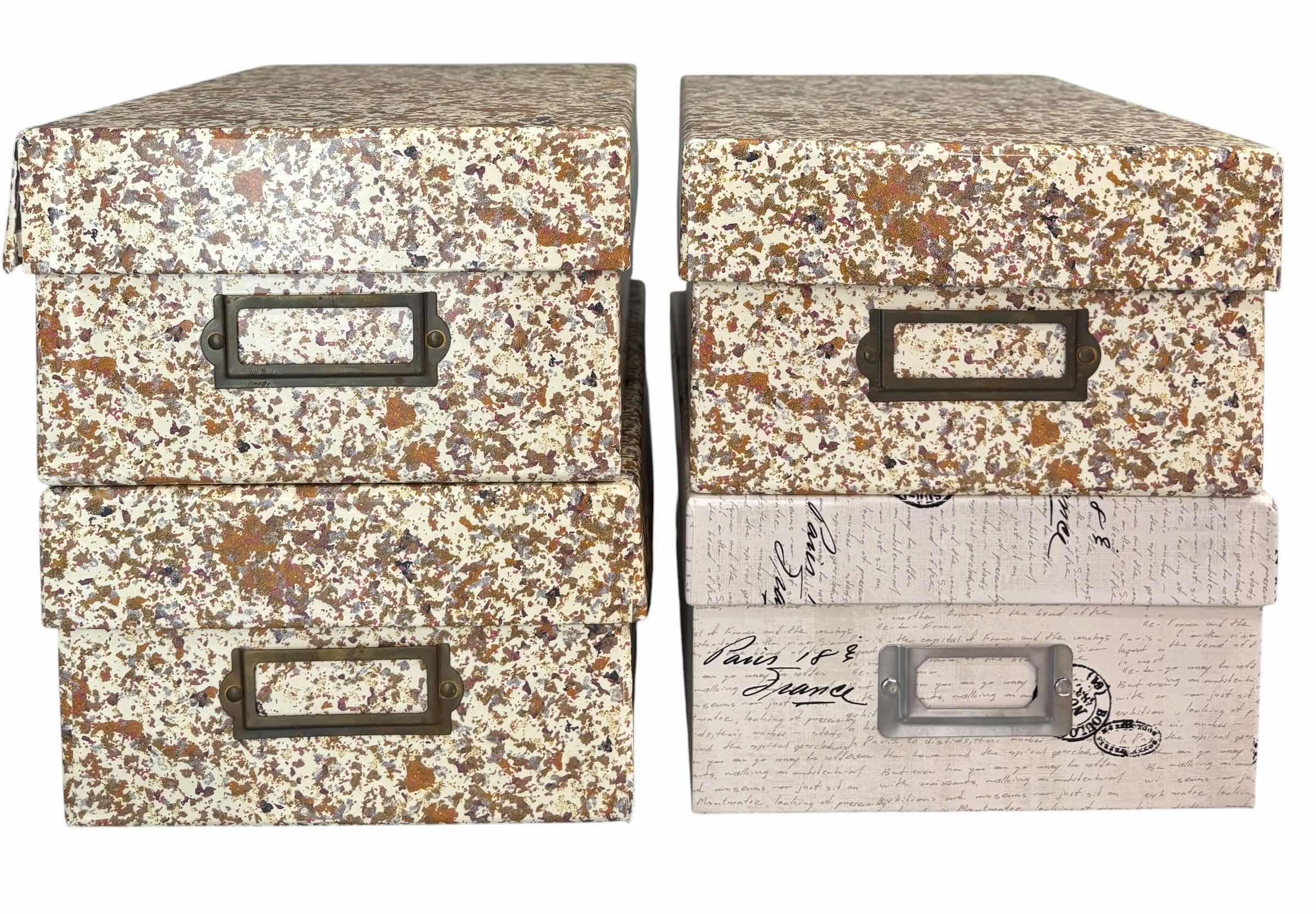 Photo 1 of DECORATIVE STORAGE BOXES 8” X 11” X H5” (4)