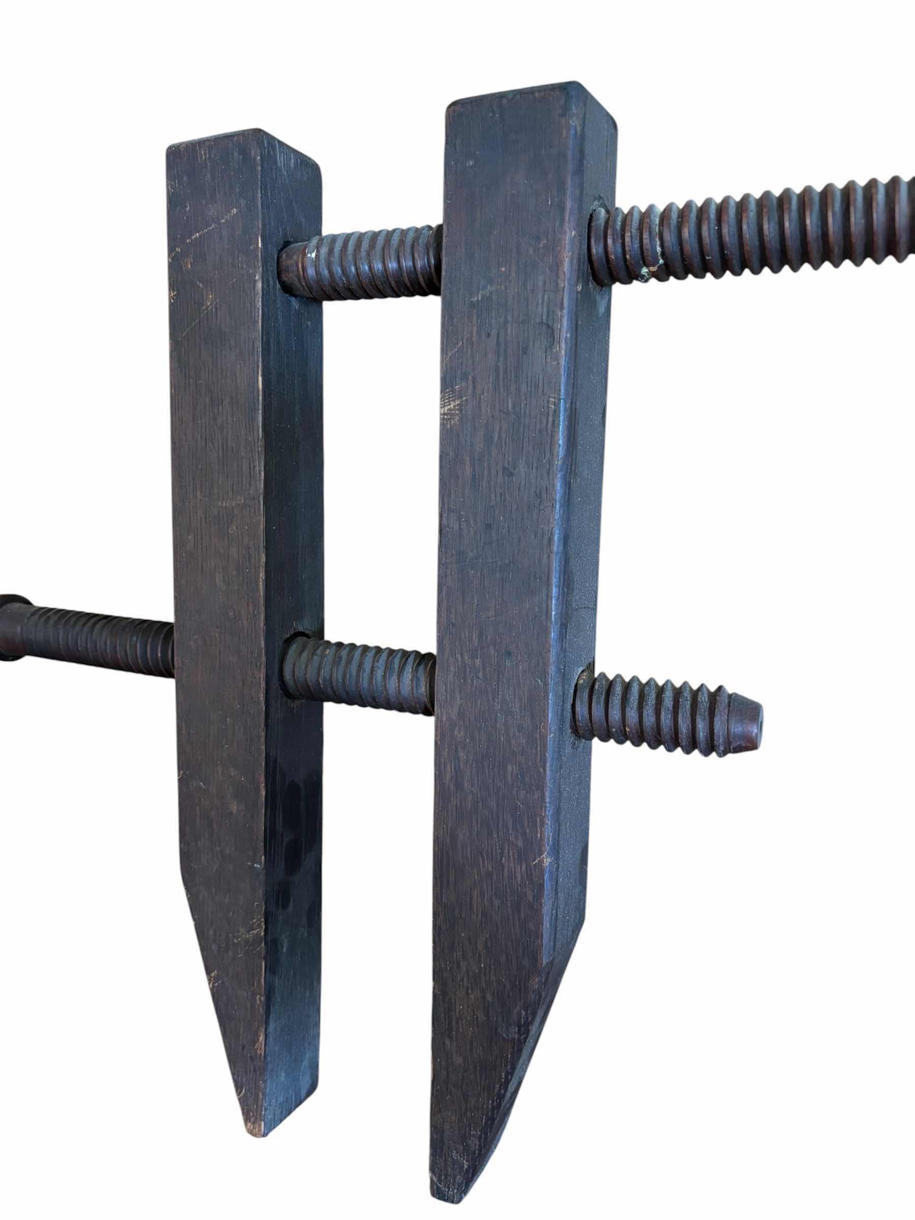 Photo 1 of ANTIQUE WOODEN HAND SCREW CLAMP H16” $65