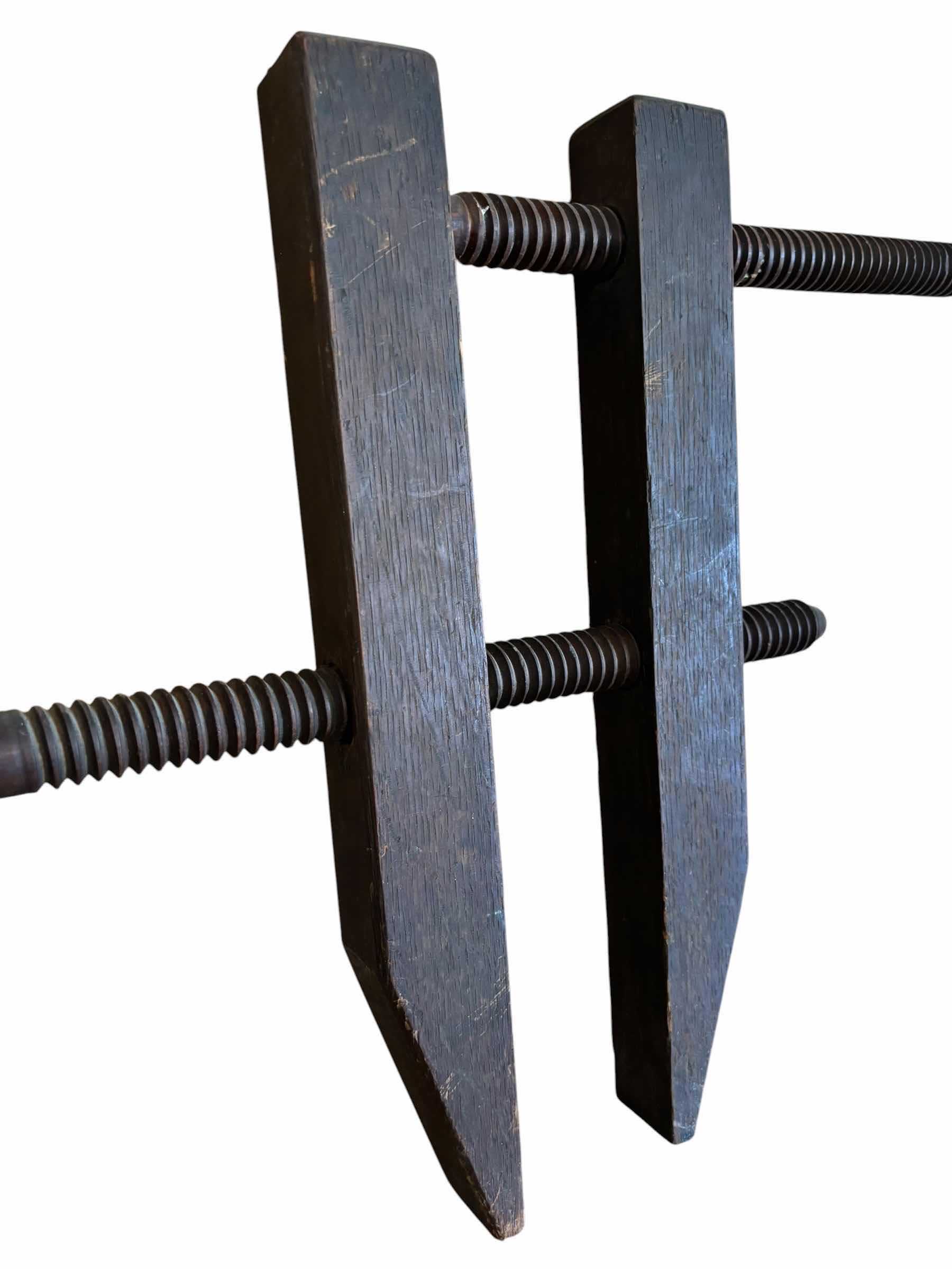 Photo 1 of ANTIQUE WOODEN HAND SCREW CLAMP H16” $65