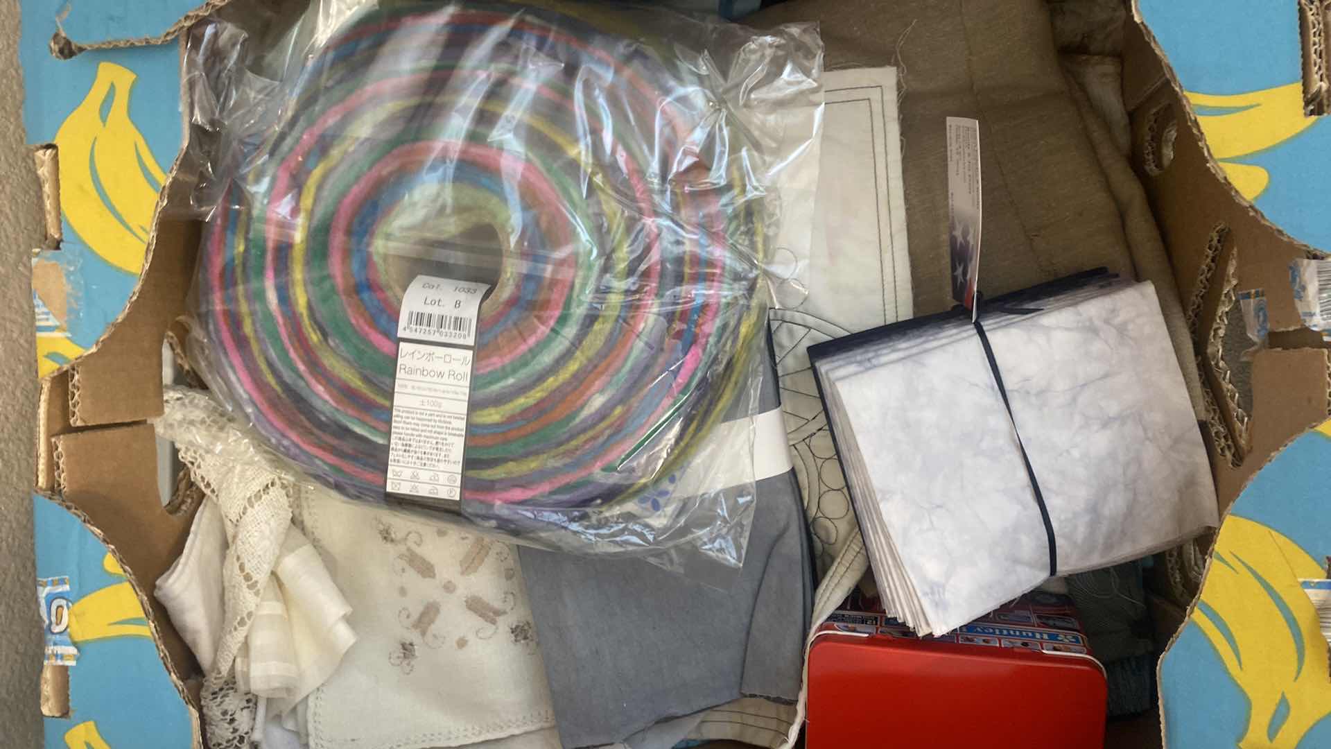 Photo 1 of FOUR BOXES OF FABRIC AND CRAFTING SUPPLIES