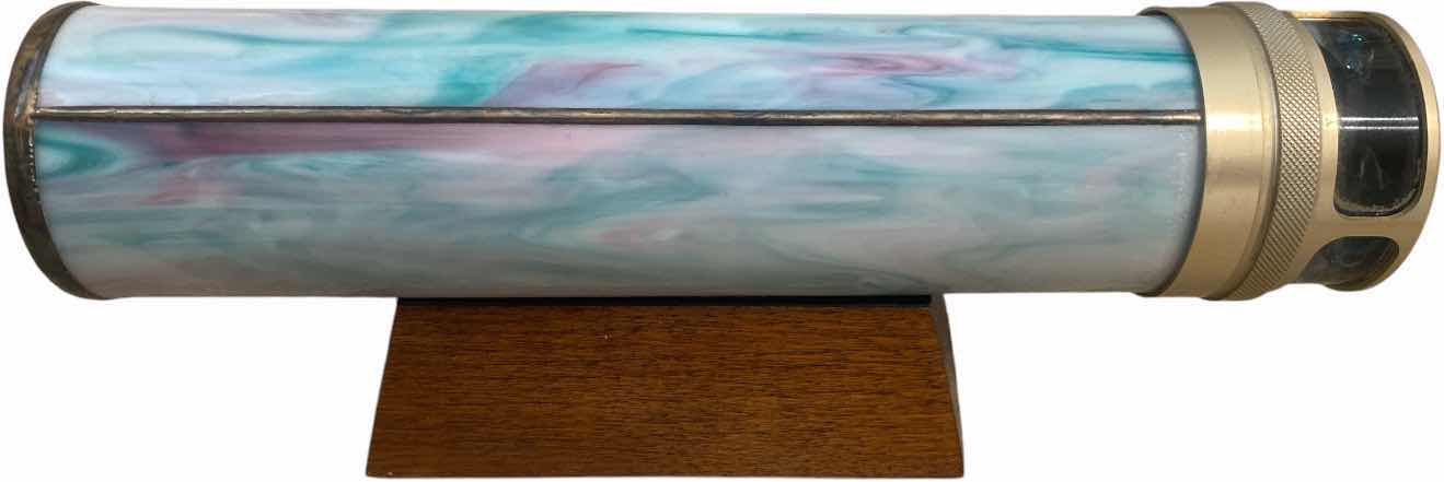 Photo 1 of VINTAGE 1996 PEGGY AND STEVE KITTLESON SPELLBOUND PURPLE STAINED GLASS KALEIDOSCOPE WITH STAND 9 1/2”