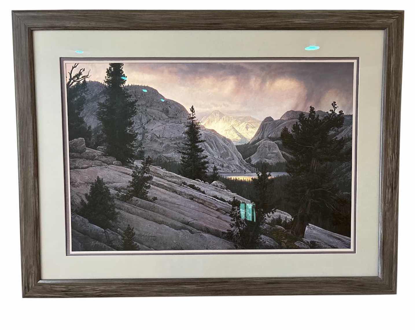Photo 1 of FRAMED ARTWORK SIGNED AND NUMBERED LIMITED EDITION LANDSCAPE PRINT BY STEPHEN LYMAN “LAKE OF SHINING ROCKS” NUMBERED 1879/2320 W/COA 43”X33” $500