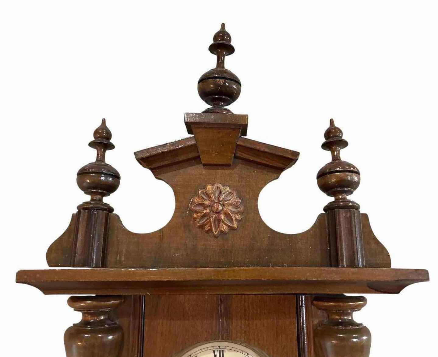 View 3 of ANTIQUE JUNGHANS GERMAN VIENNA STYLE WALL REGULATOR CLOCK WITH ORIGINAL PENDULUM AND WINDING KEY 10.5”X7”H29” $800