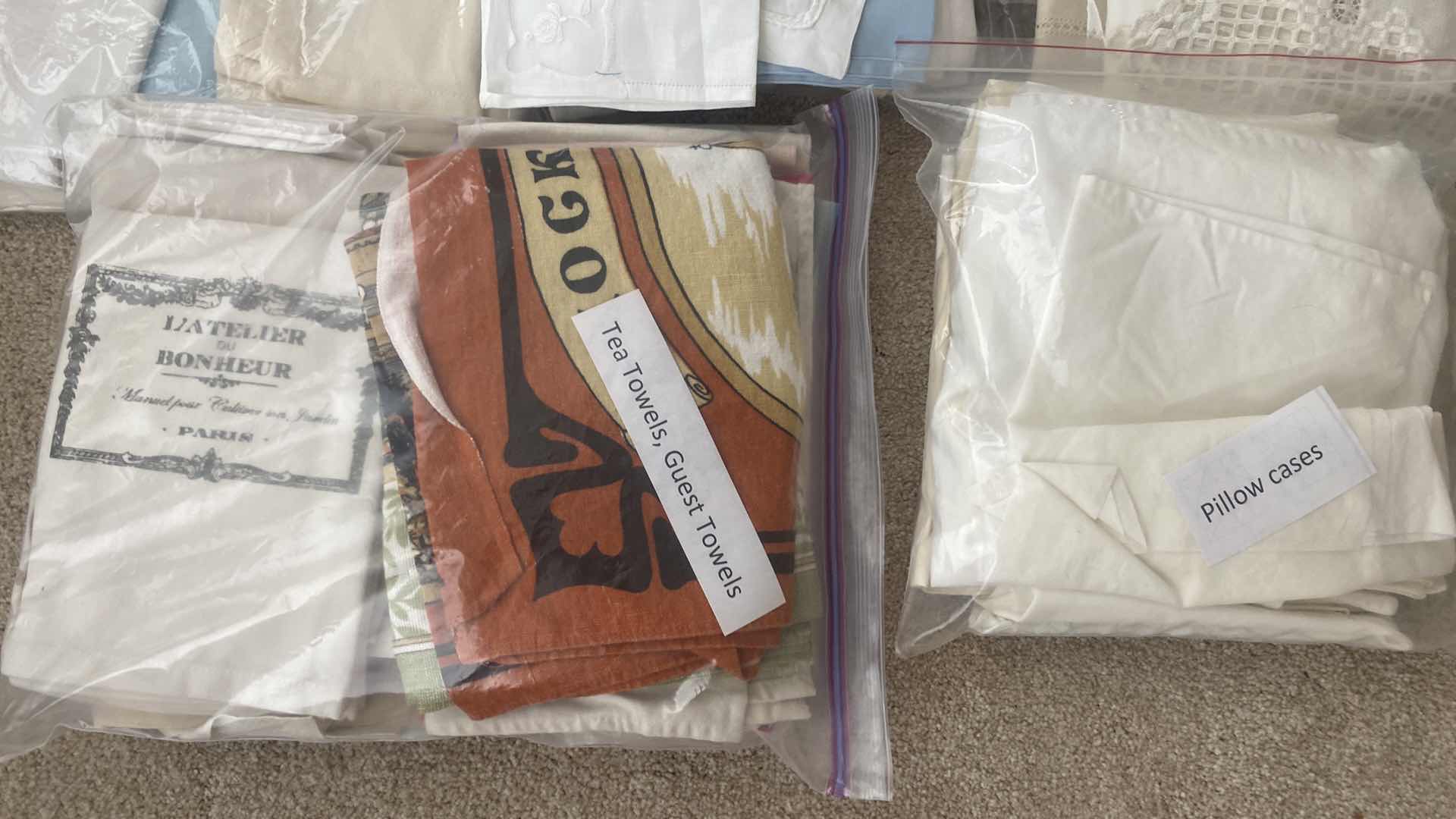 Photo 1 of LINENS-TABLE CLOTHS, TABLE, RUNNERS, TEA TOWELS, NAPKINS & PILLOWCASES
