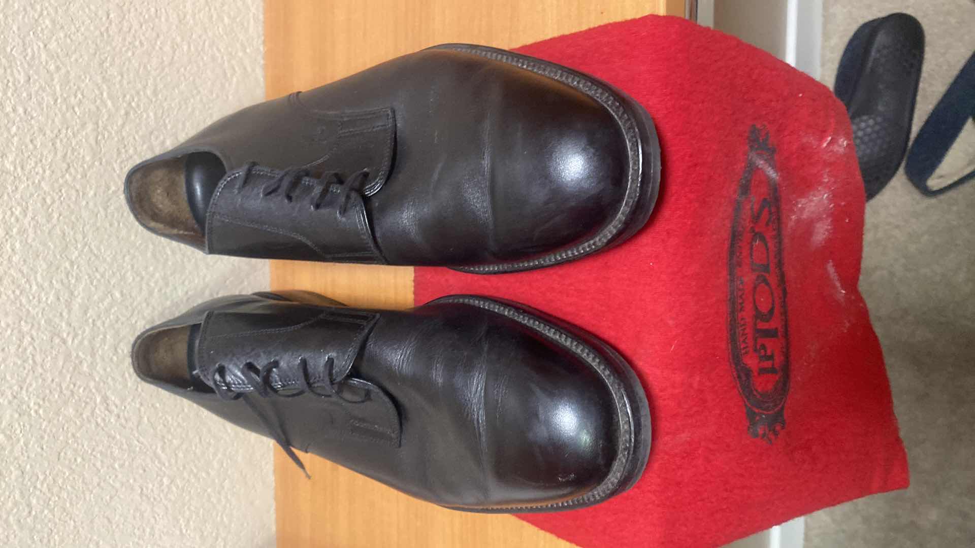 Photo 1 of $600 BLACK LEATHER LEATHER OXFORD DRESS SHOE SIZE 11 ORIGINAL $1095
